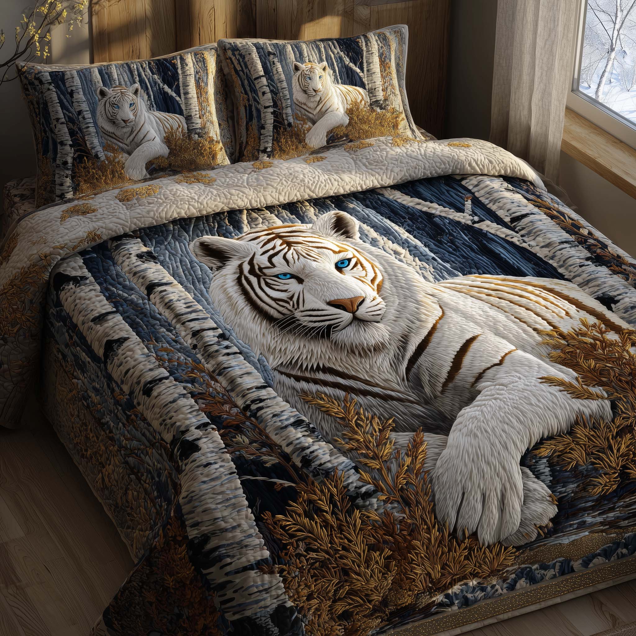Majestic Tiger Quilted Bedding Set Bedroom Decorations Tiger Gifts For Dad - Tradiviet