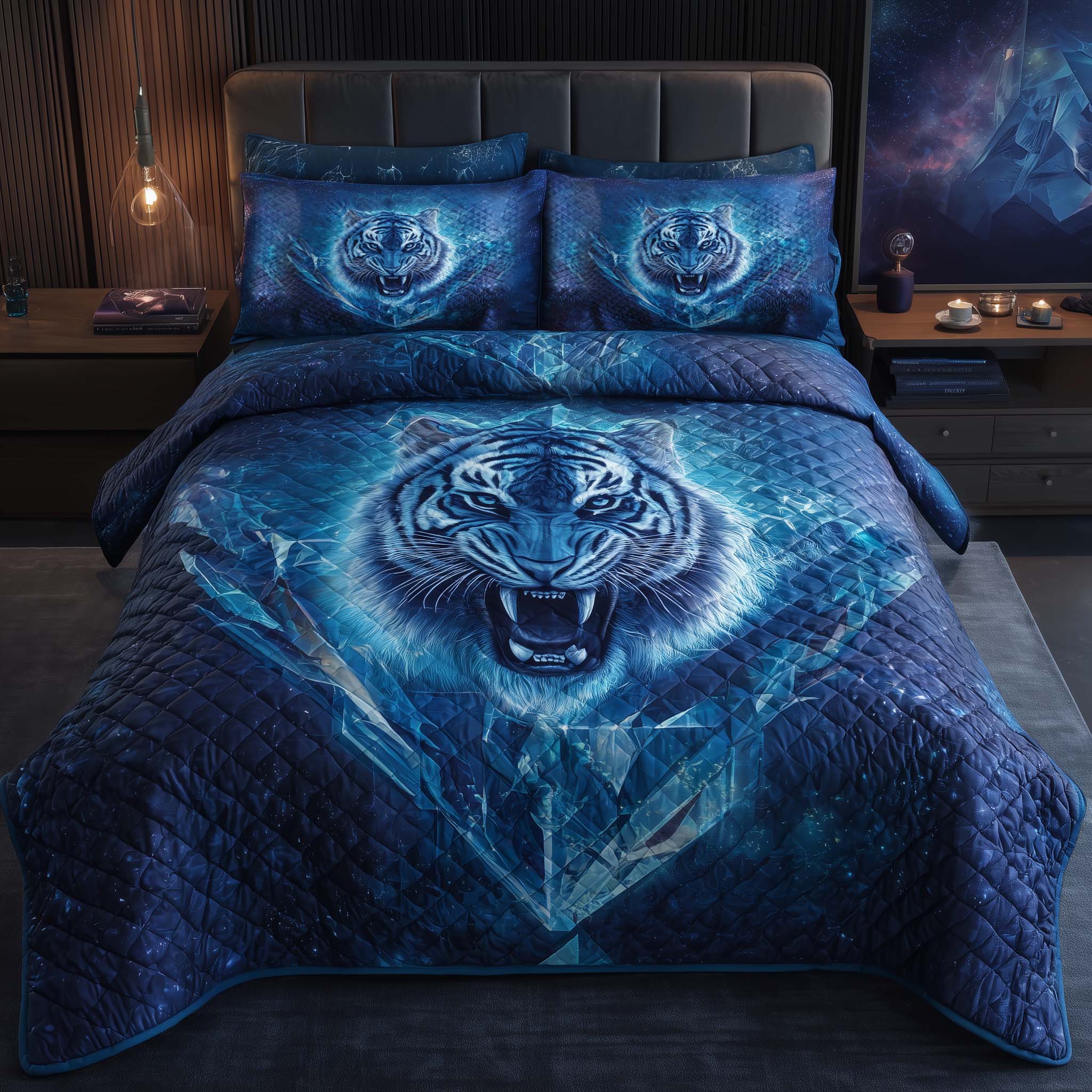 Majestic Tiger Quilted Bedding Set Holiday Decorations Best Tiger Christmas Gifts - Tradiviet