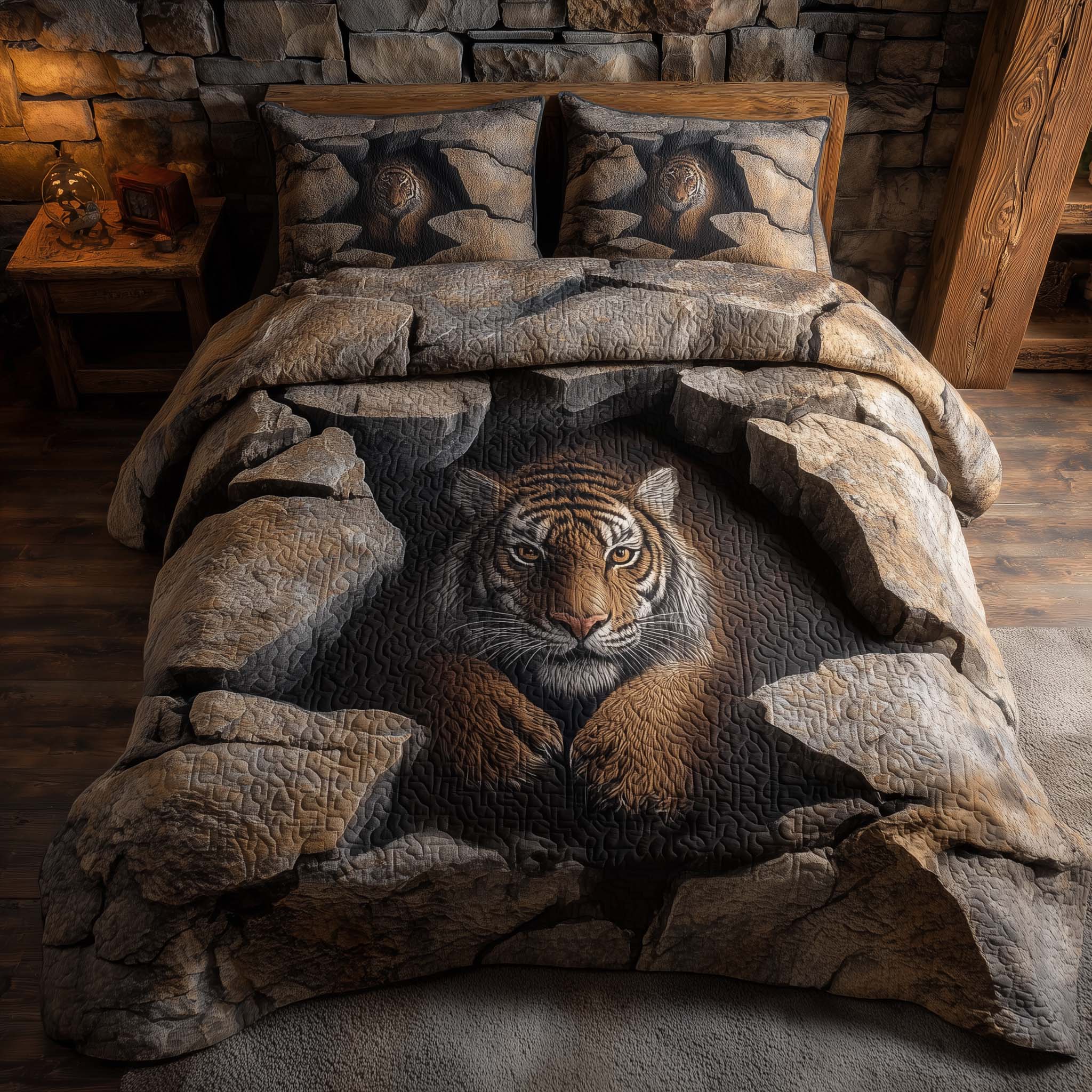 Majestic Tiger Quilted Bedding Set Holiday Home Decor Awesome Tiger Gifts - Tradiviet