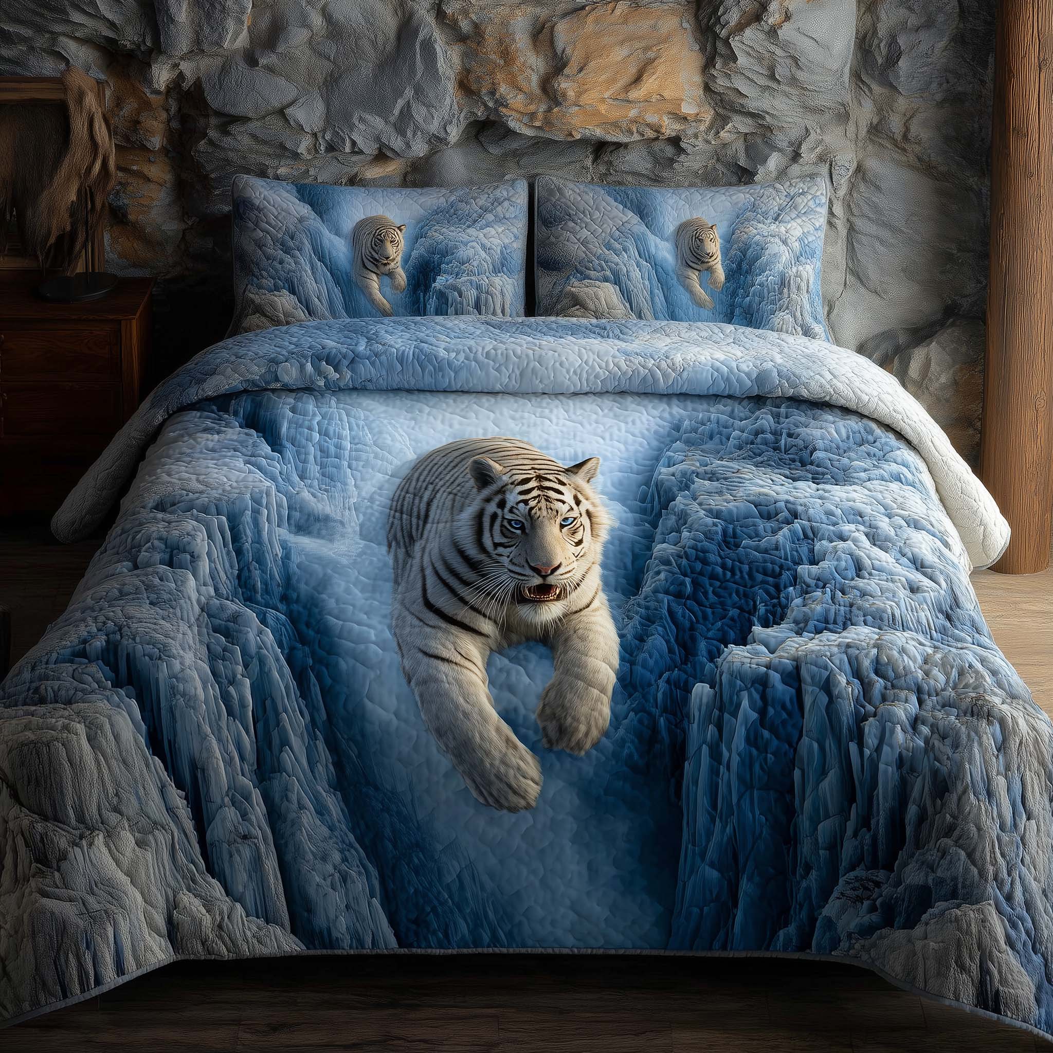 Majestic Tiger Quilted Bedding Set Holiday Home Decor Ideas Tiger Gifts For Him - Tradiviet