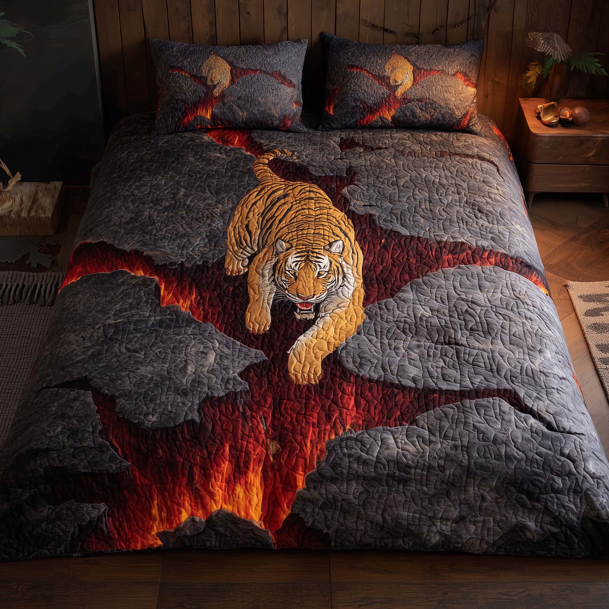 Majestic Tiger Quilted Bedding Set Holiday House Decorations Birthday Gifts For Tiger Lovers - Tradiviet