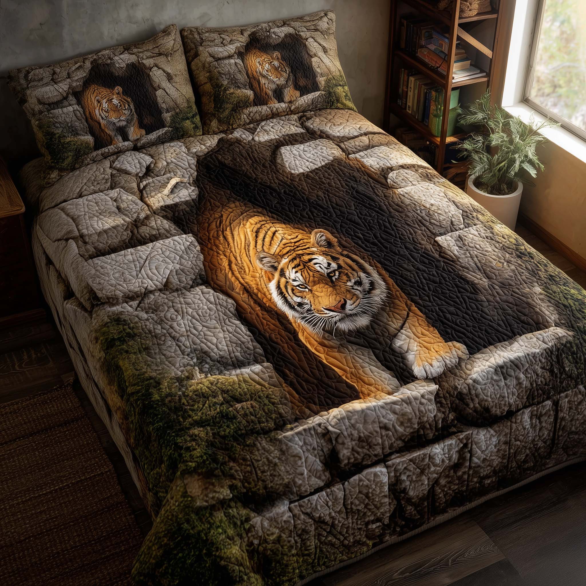Majestic Tiger Quilted Bedding Set Room Decoration Items Tiger Christmas Gifts - Tradiviet