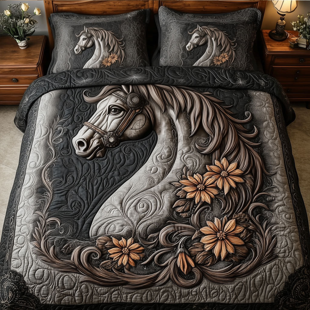 Majesty Horse Quilted Bedding Set Holiday Decorations For Your Room Horse Related Gift Ideas - Tradiviet