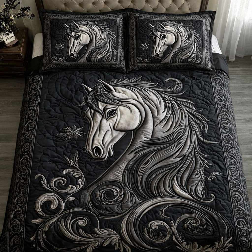 Majesty Horse Quilted Bedding Set Holiday Home Decor Gifts For Someone Who Loves Horses - Tradiviet
