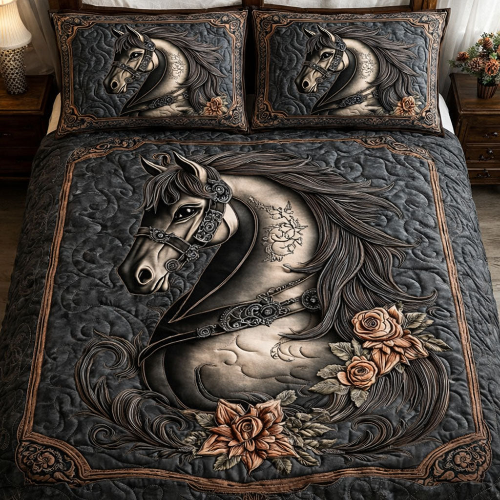 Majesty Horse Quilted Bedding Set Holiday Home Decor Ideas Gifts For Female Horse Lovers - Tradiviet