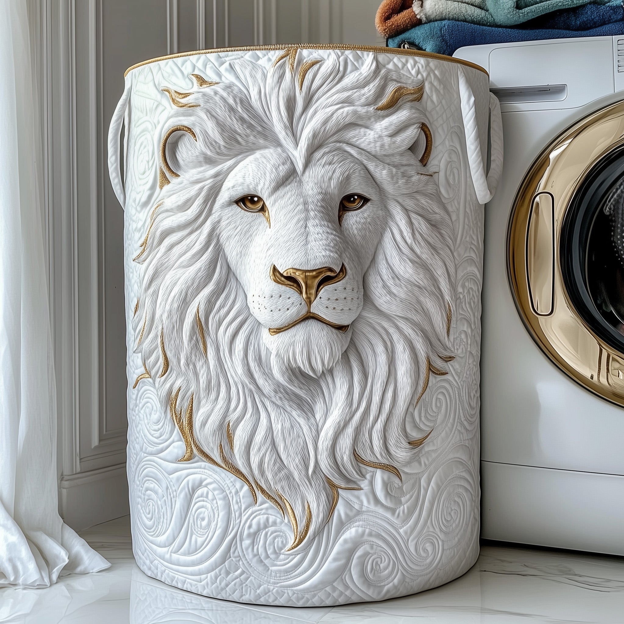 Majesty Lion Quilted Laundry Basket Funny Baskets Unique Mother's Day Gifts - Tradiviet