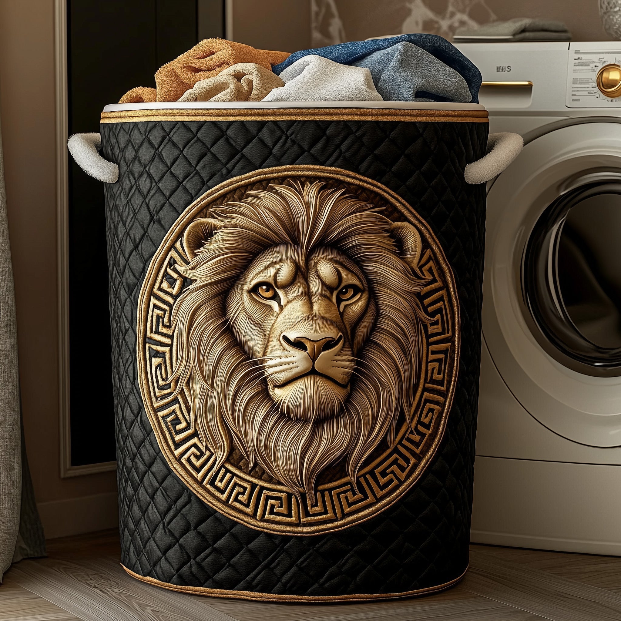 Majesty Lion Quilted Laundry Basket Washroom Decor Basket Gift Ideas For Sister In Law - Tradiviet