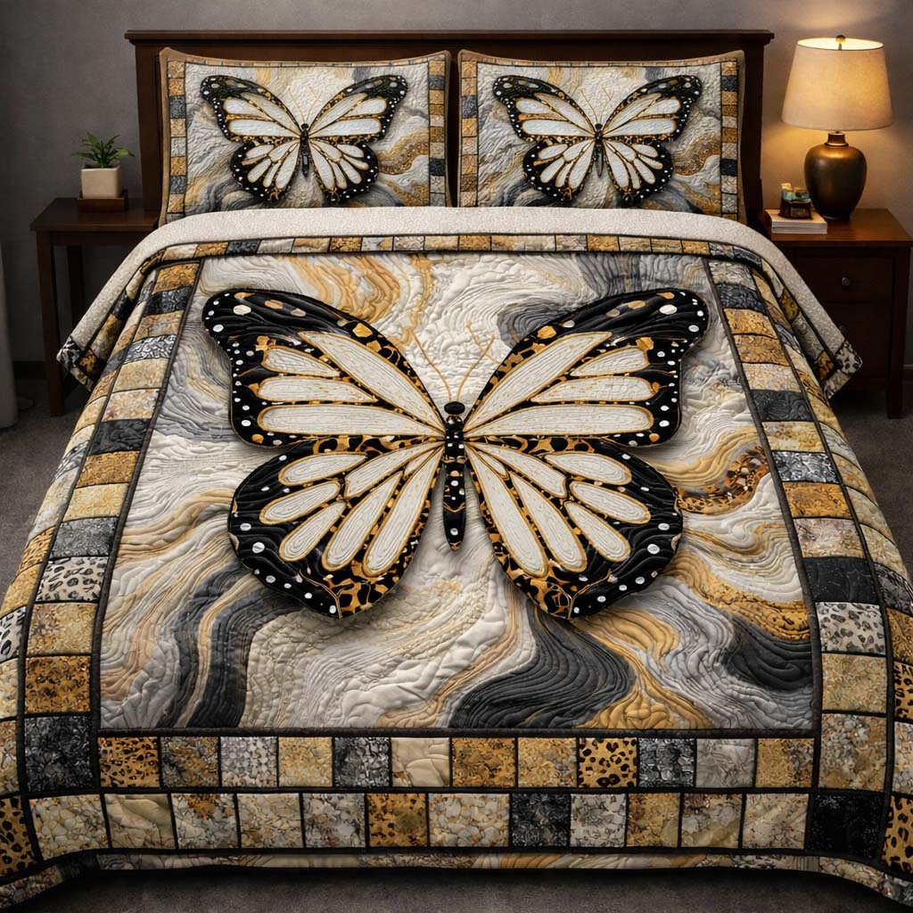 Marble Monarch Elegance Quilted Bedding Set Holiday House Decorations Gift For Elegant Decor Lovers - Tradiviet