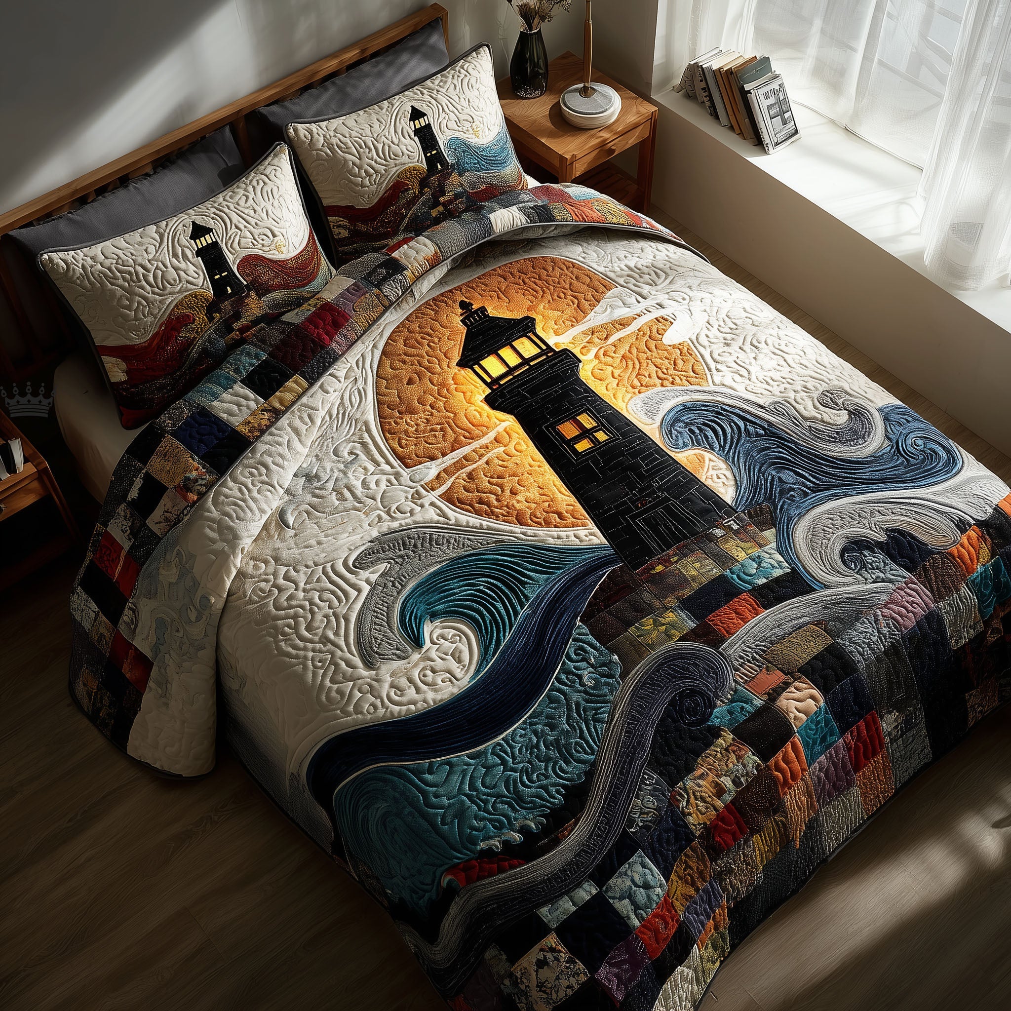 Mariner Spire Quilted Bedding Set Autumn Inspired Bedroom Nautical Mariner Spire Gift - Tradiviet