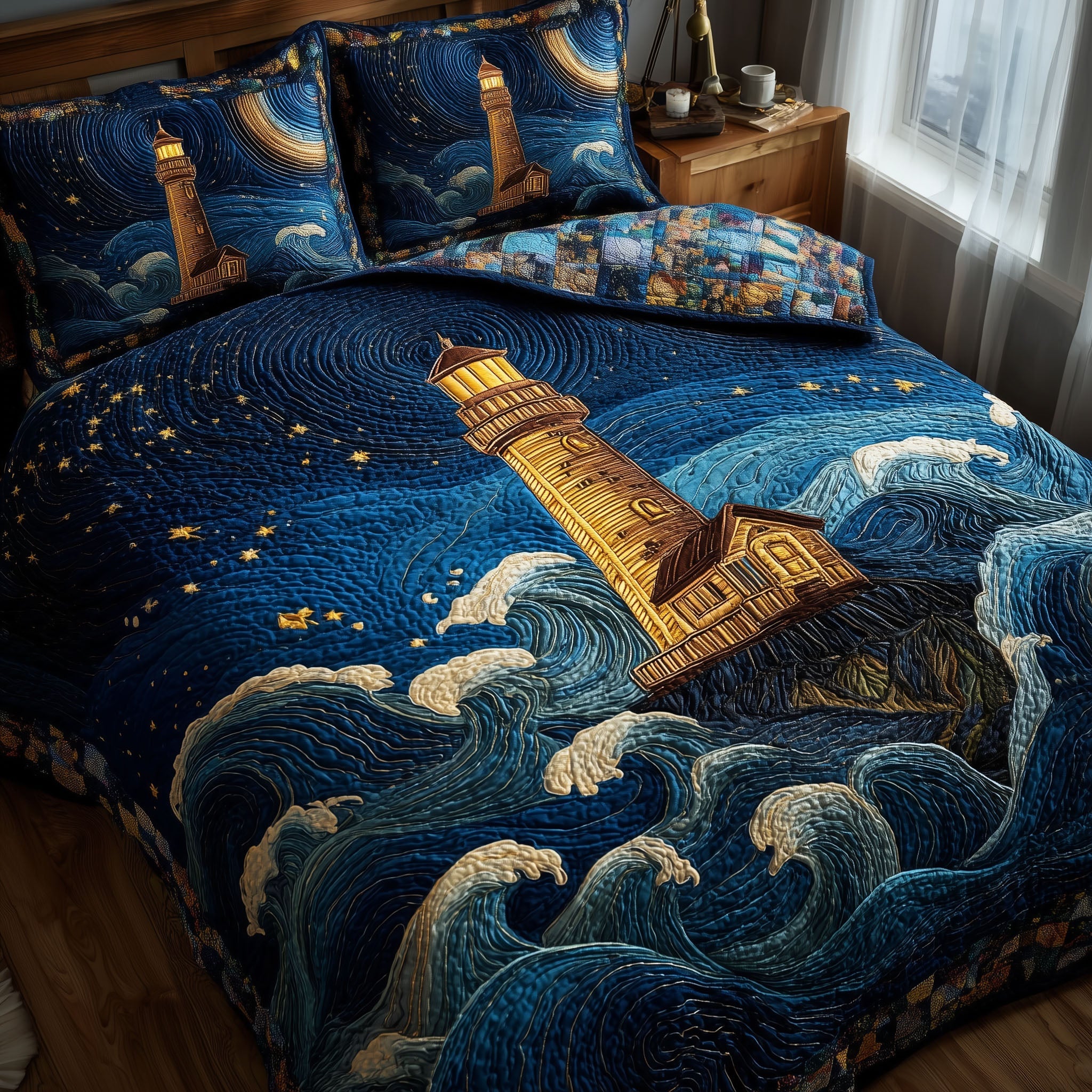 Mariner Spire Quilted Bedding Set Bed Room Decoration Unique Mariner Spire Gift - Tradiviet