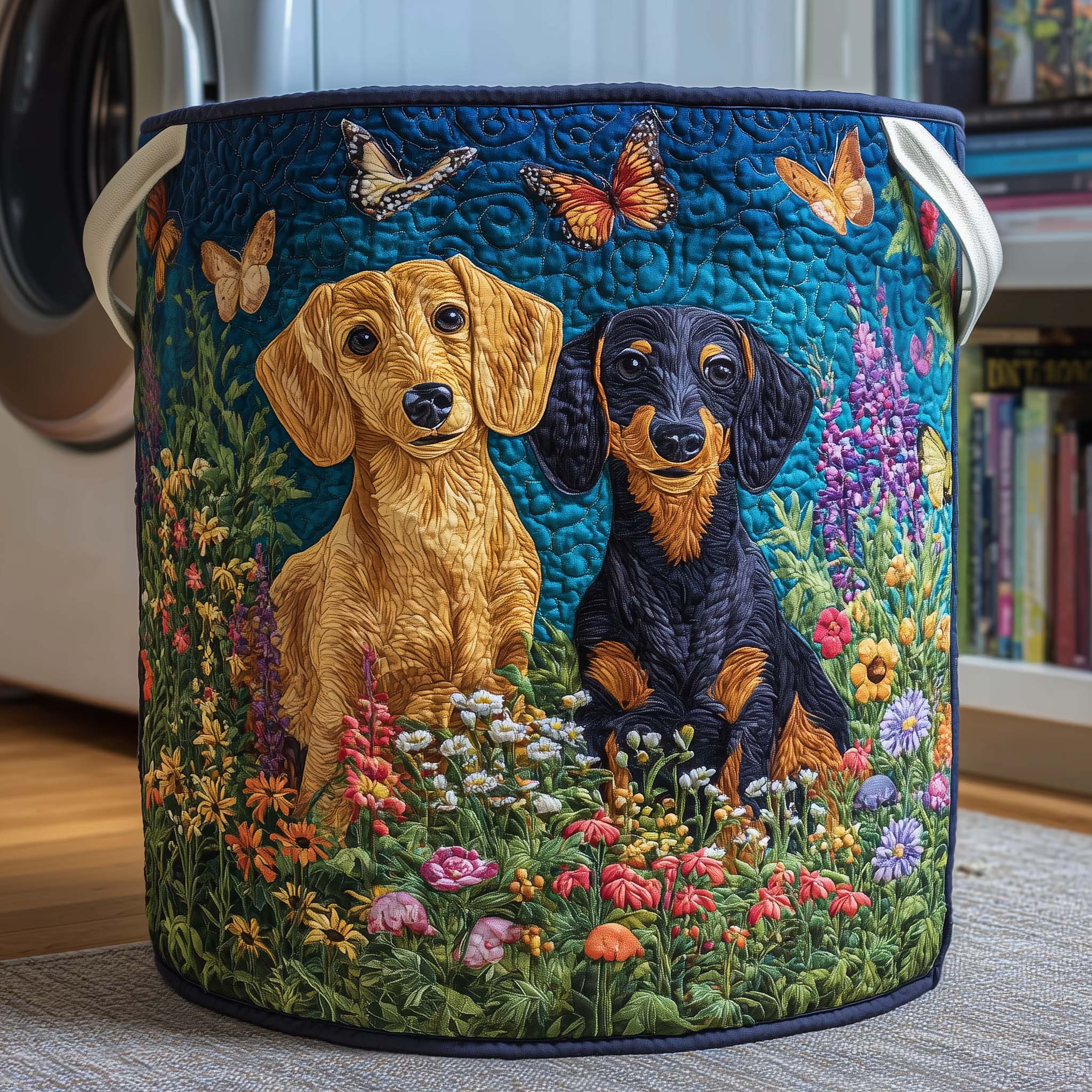 Meadow Dachshunds Quilted Laundry Basket Adorable Laundry Basket Gifts For Sister In Law - Tradiviet