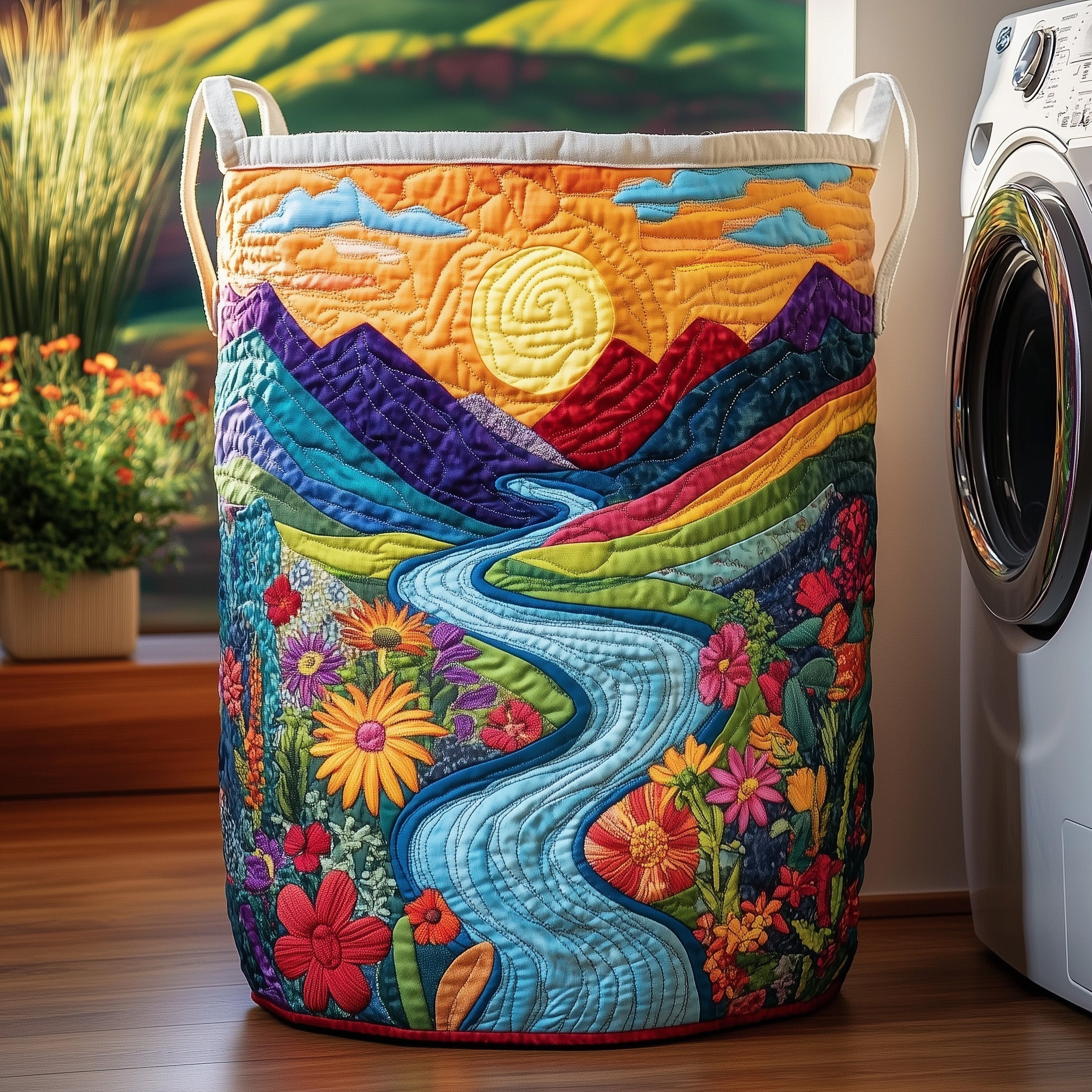 Meadow Hill Quilted Laundry Basket Cute Baskets Father's Day Gift Ideas - Tradiviet