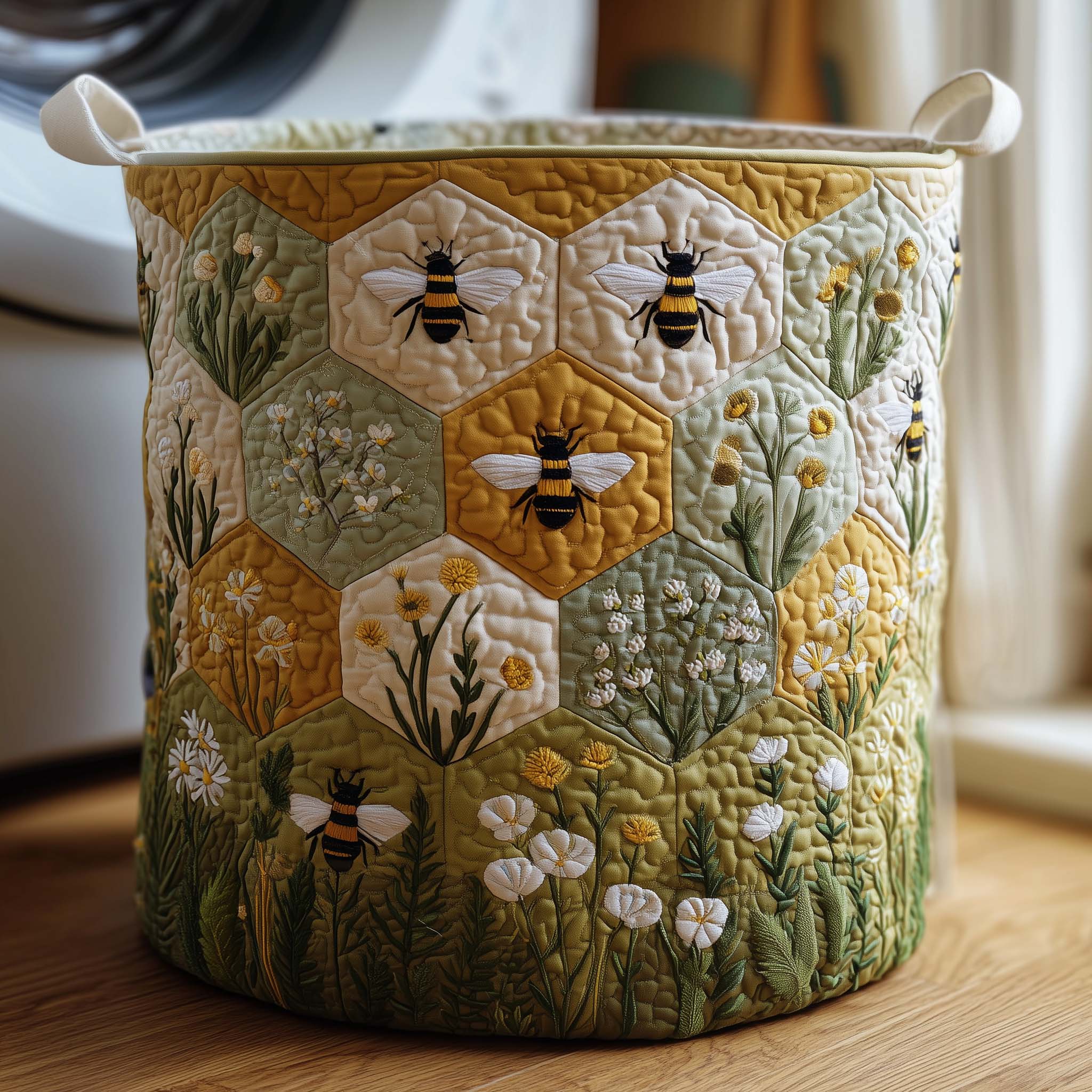 Meadow Honey Quilted Laundry Basket Best Laundry Hamper Cool Mothers Day Gifts - Tradiviet