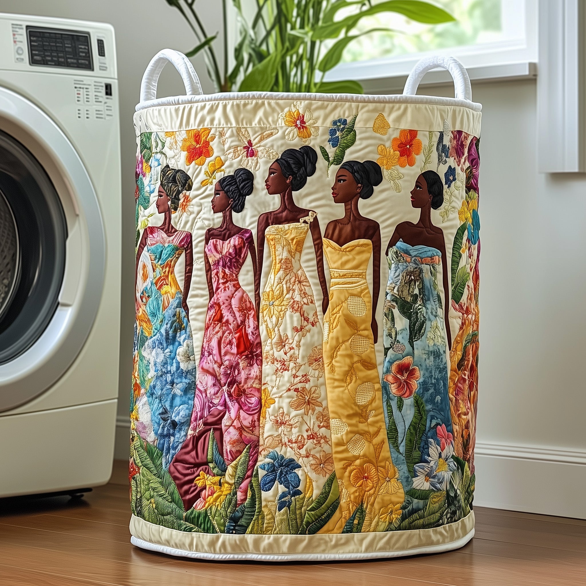 Melanin Queen Quilted Laundry Basket Washroom Decor Basket Cool Mothers Day Gifts - Tradiviet