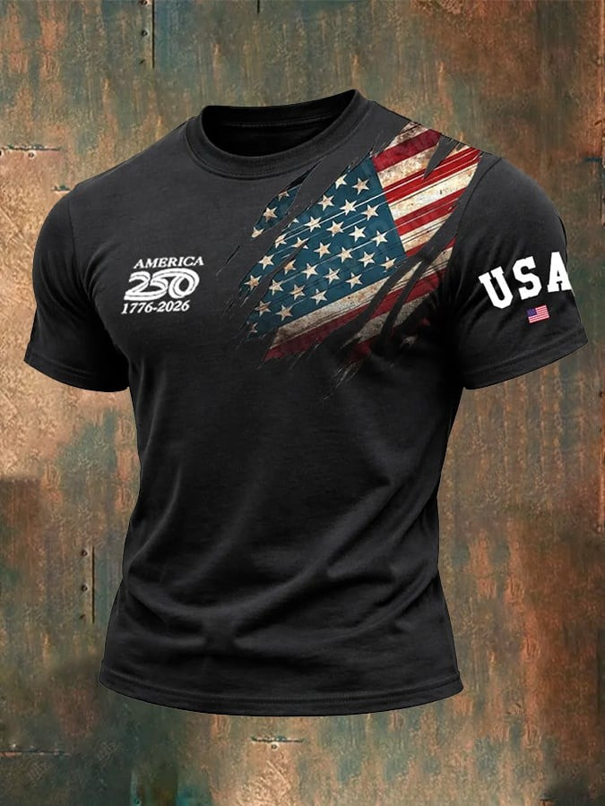 Men's 250th Anniversary Shirt American Flag Print Patriotic Apparel for Husband - Tradiviet - Image 2