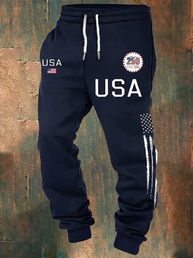Men's 250th Anniversary Sweatpants American Flag Print Patriotic Gift for Son - Tradiviet