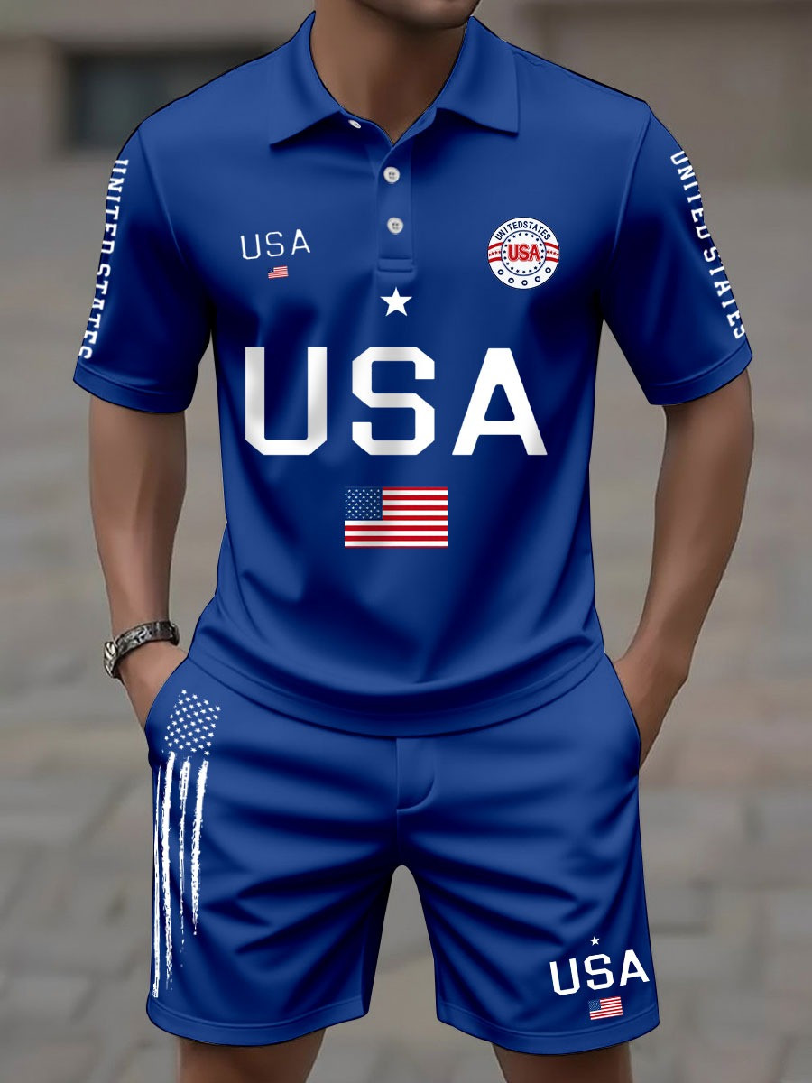 Men's USA Flag Top and Shorts Sets 250th Anniversary Merch Patriotic Gift for Husband - Tradiviet - Image 5