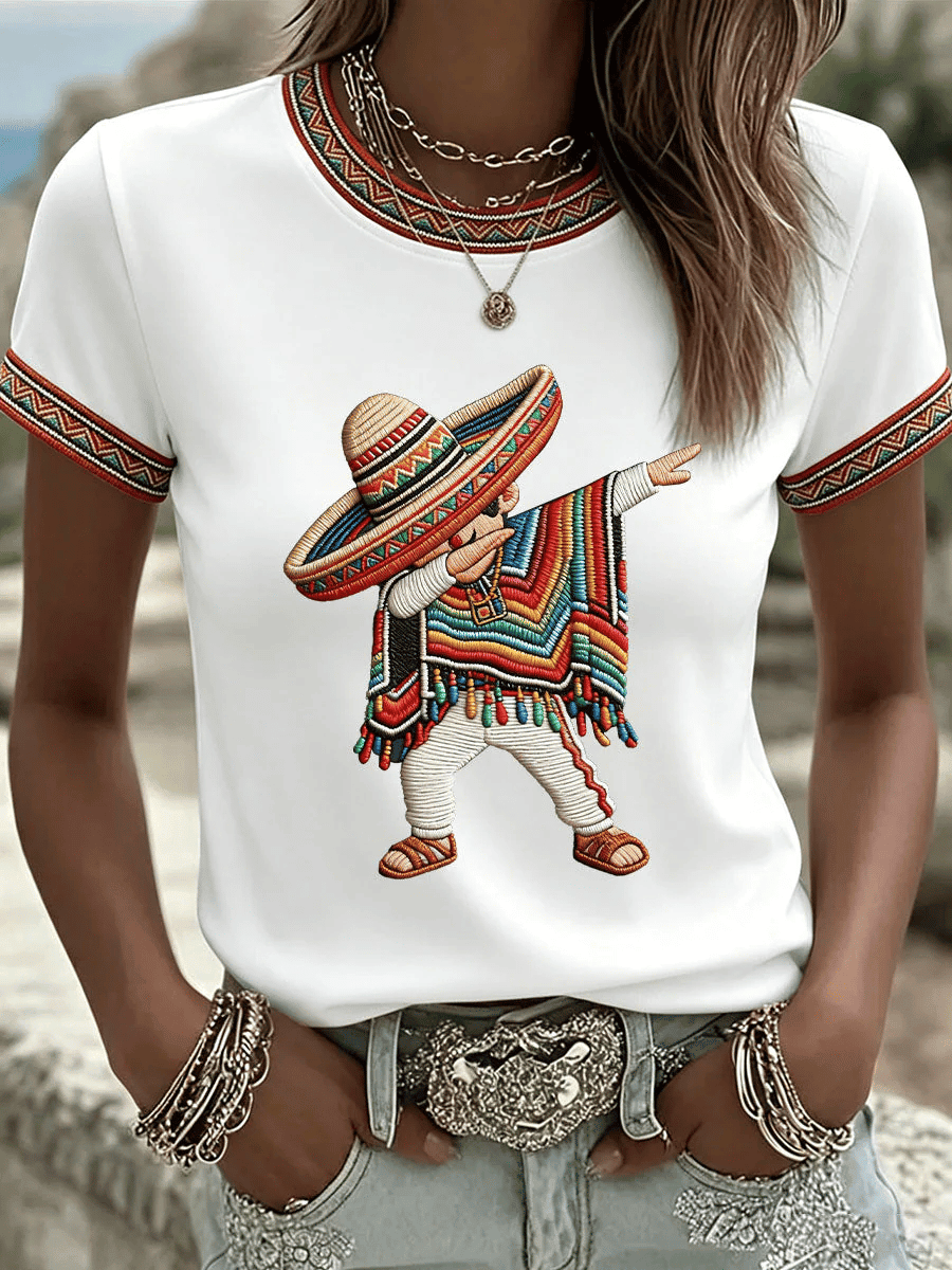 Mexican Boy Dabbing Poncho Cinco De Mayo T-Shirt Mexican Fiesta Party Apparel Gift For Her - Image 3