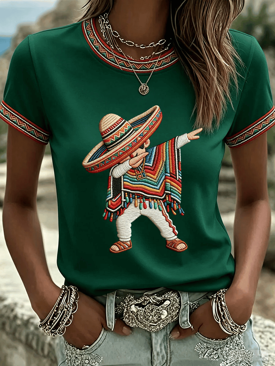 Mexican Boy Dabbing Poncho Cinco De Mayo T-Shirt Mexican Fiesta Party Apparel Gift For Her