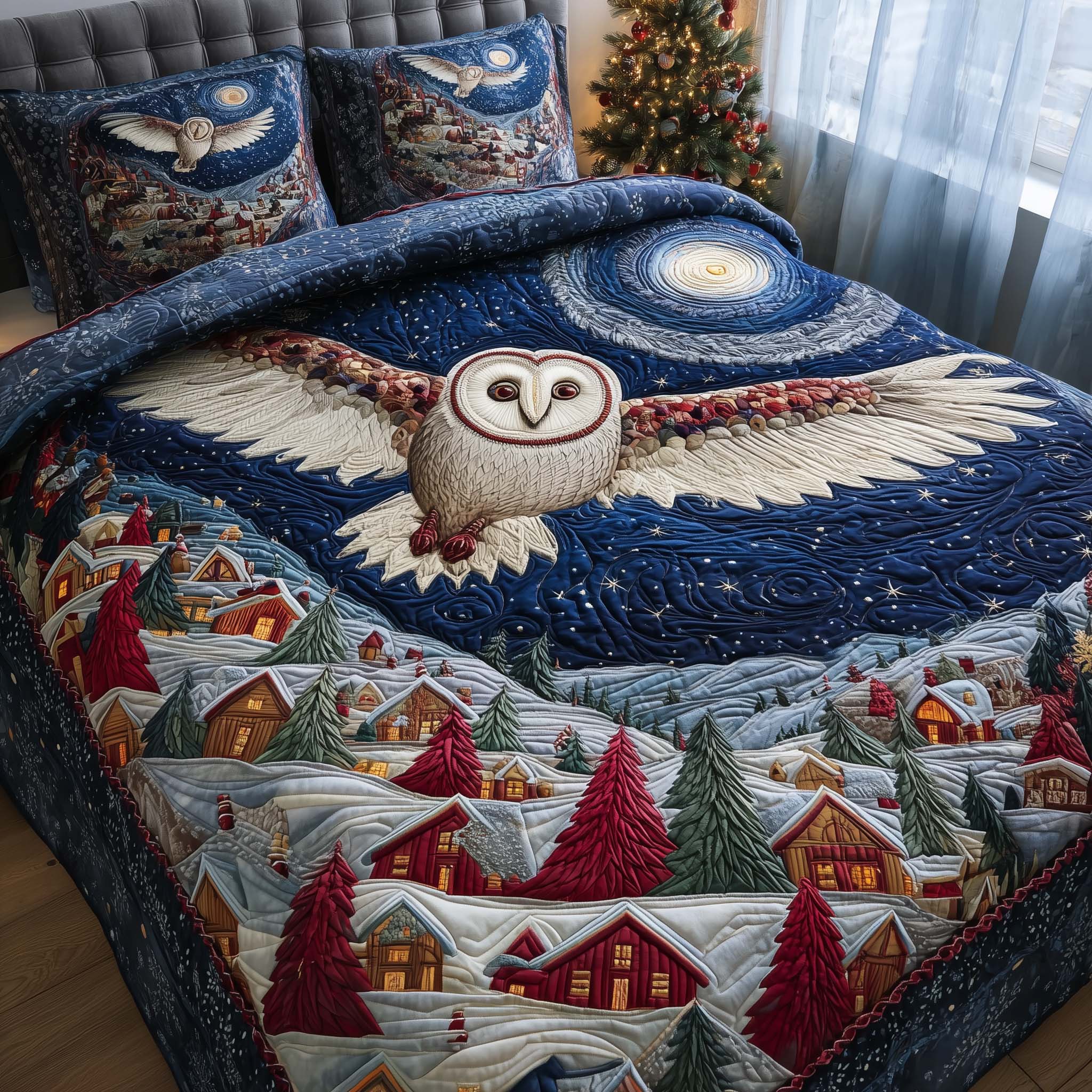 Midnight Flight Quilted Bedding Set Autumn Inspired Bedroom Mother's Day Gifts For Wife - Tradiviet
