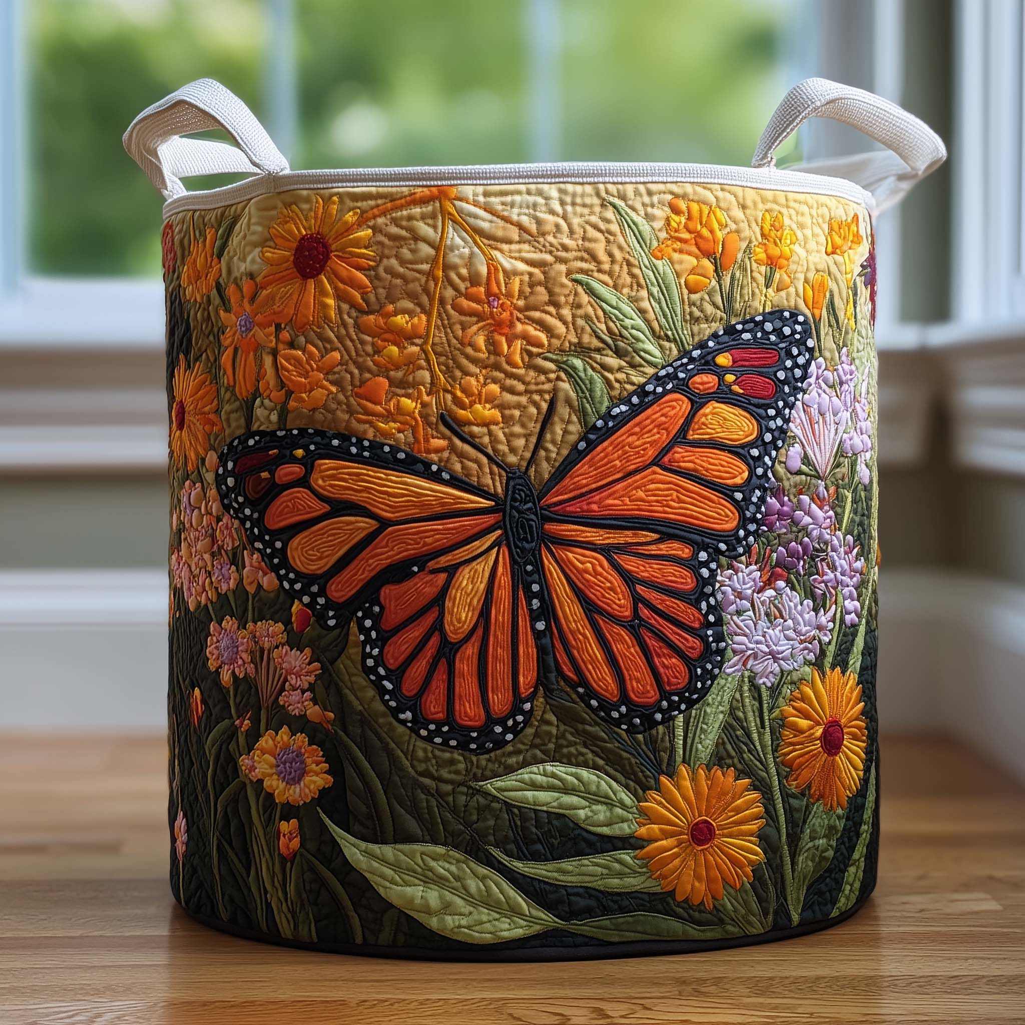 Monarch Meadow Quilted Laundry Basket Cute Laundry Hamper Best Father's Day Gifts - Tradiviet