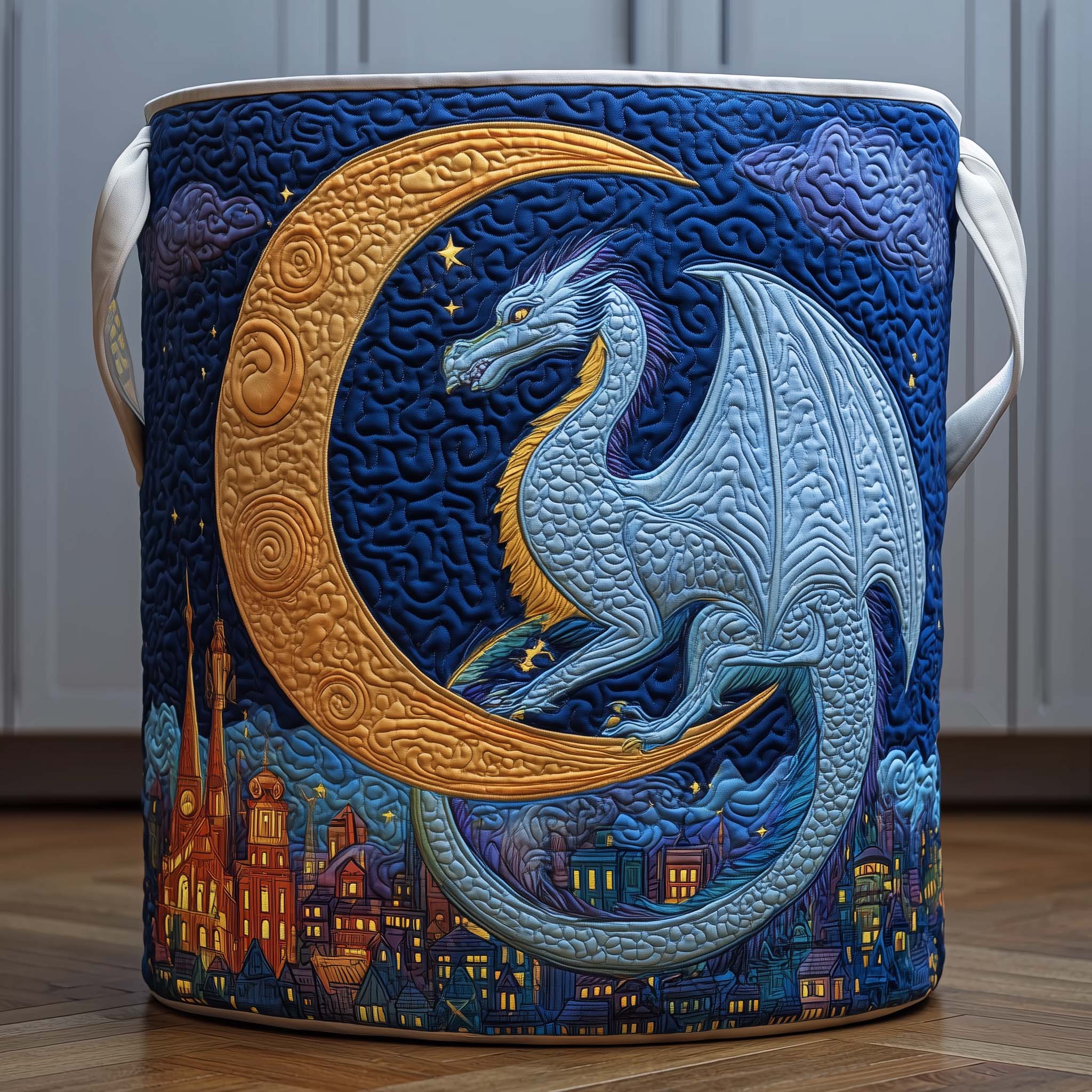 Moon Dragon Quilted Laundry Basket Best Laundry Hamper Gifts For Mother In Law - Tradiviet