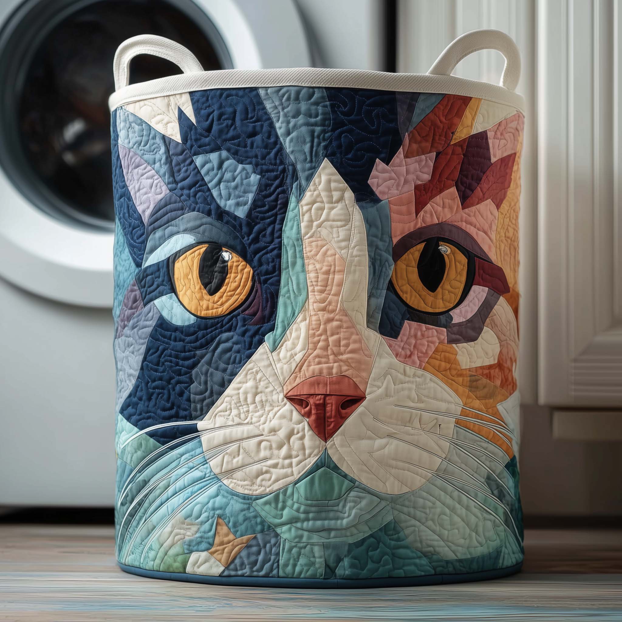 Mosaic Feline Quilted Laundry Basket Adorable Laundry Basket Happy Mother's Day - Tradiviet