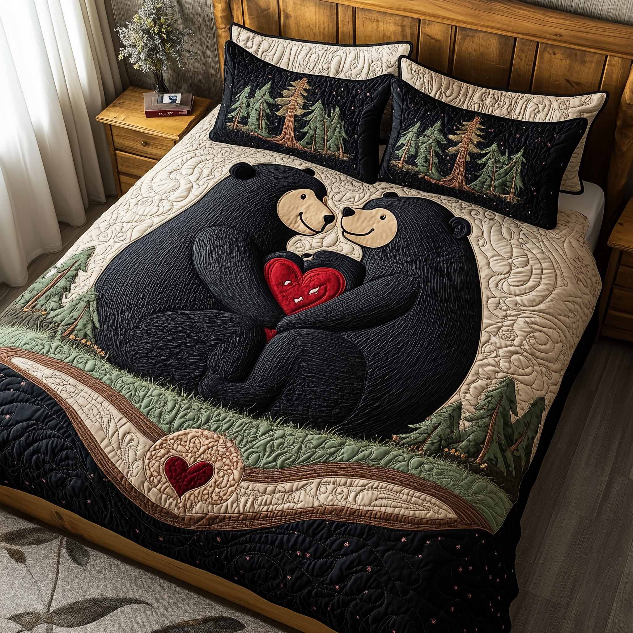 Mountain Love Quilted Bedding Set Autumn Inspired Bedroom Mountain Themed Gift For Grandma - Tradiviet
