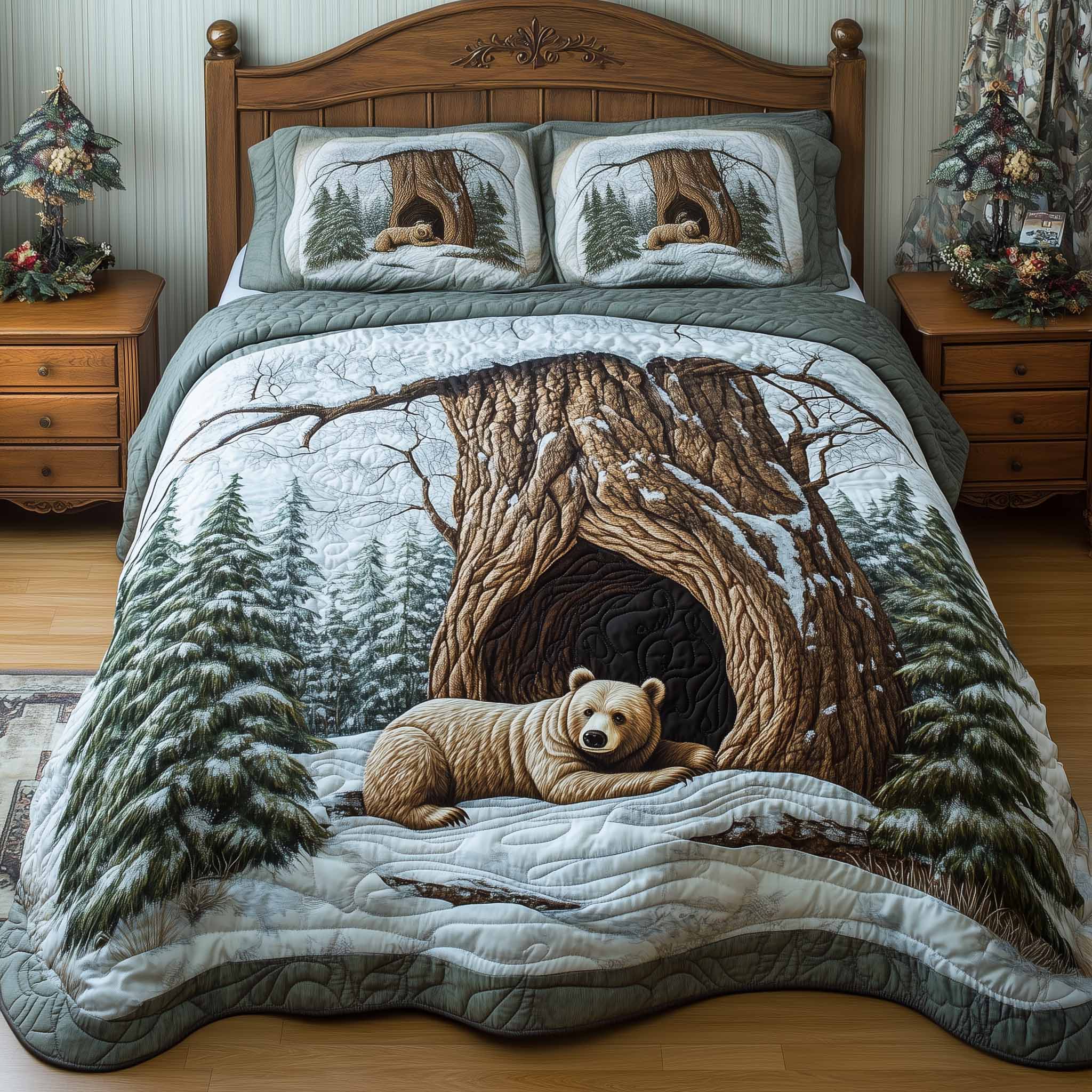 Mountain Love Quilted Bedding Set Bed Room Decoration Mountain Themed Gift For New Home - Tradiviet