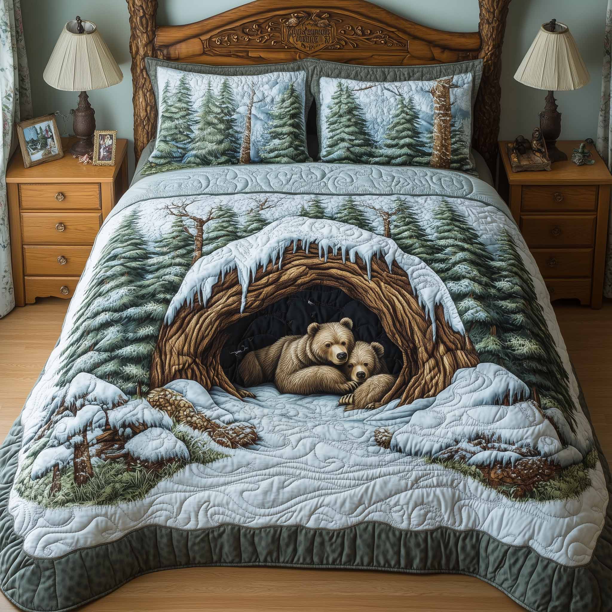 Mountain Love Quilted Bedding Set Bedroom Decorations Mountain Gift For Adventurers - Tradiviet