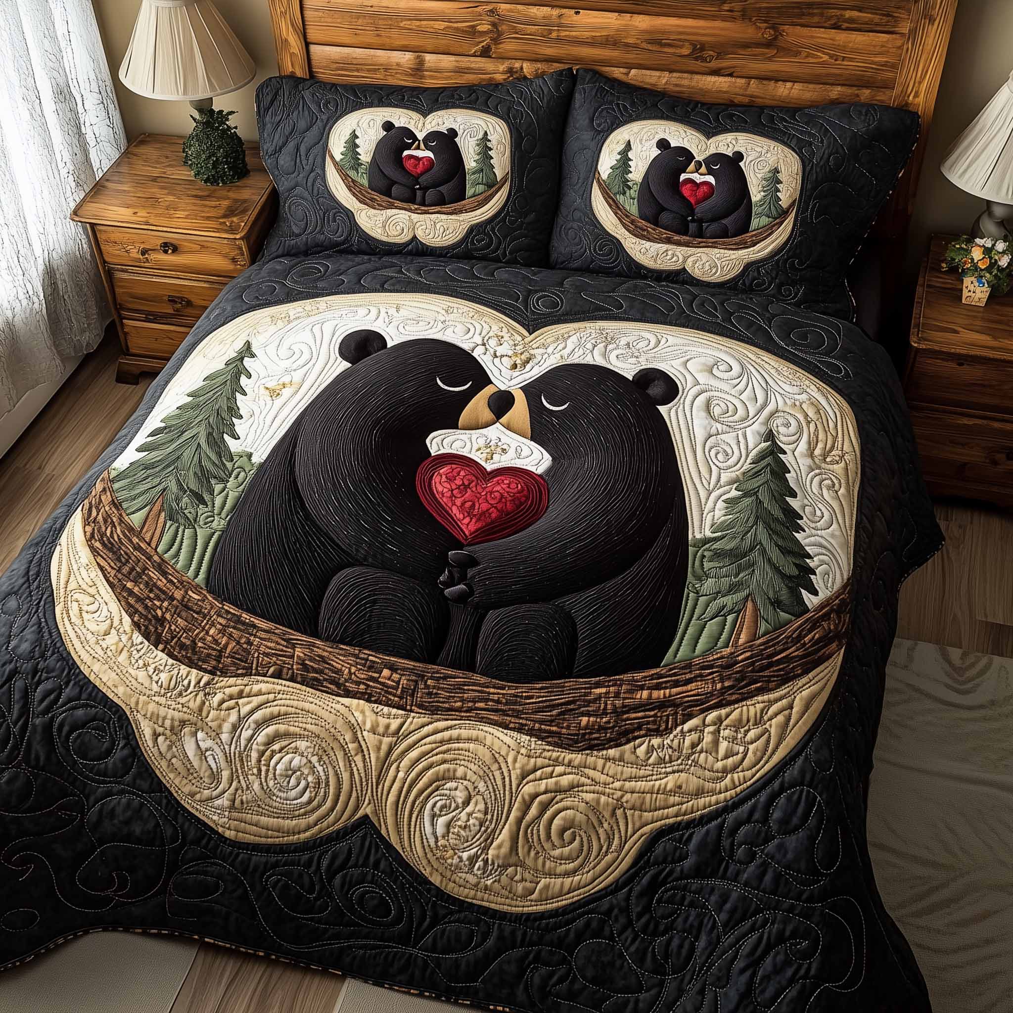 Mountain Love Quilted Bedding Set Bohemian Bedroom Furniture Mountain Gift For Brother - Tradiviet