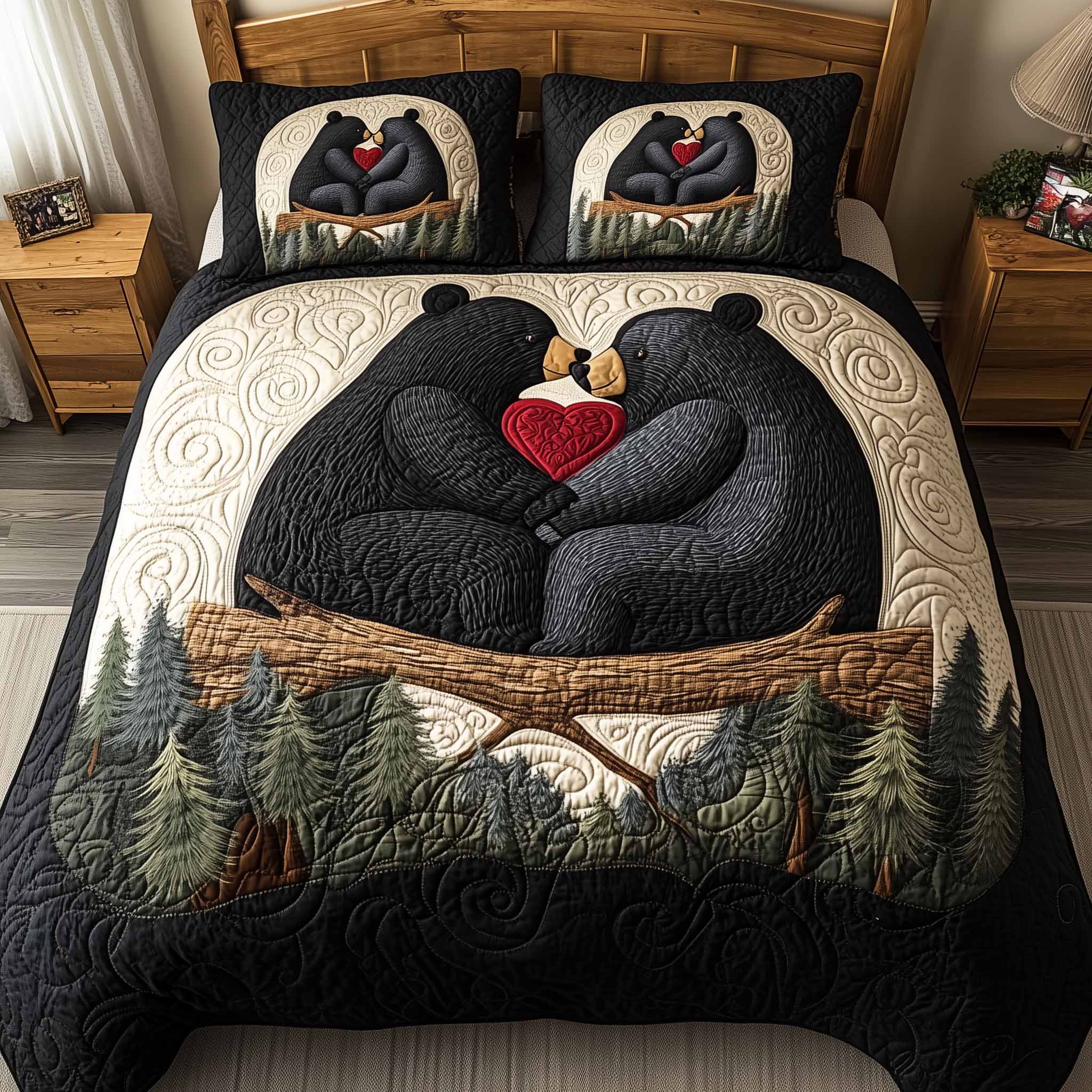 Mountain Love Quilted Bedding Set Holiday Bed Room Decor Mountain Gift For Kids - Tradiviet
