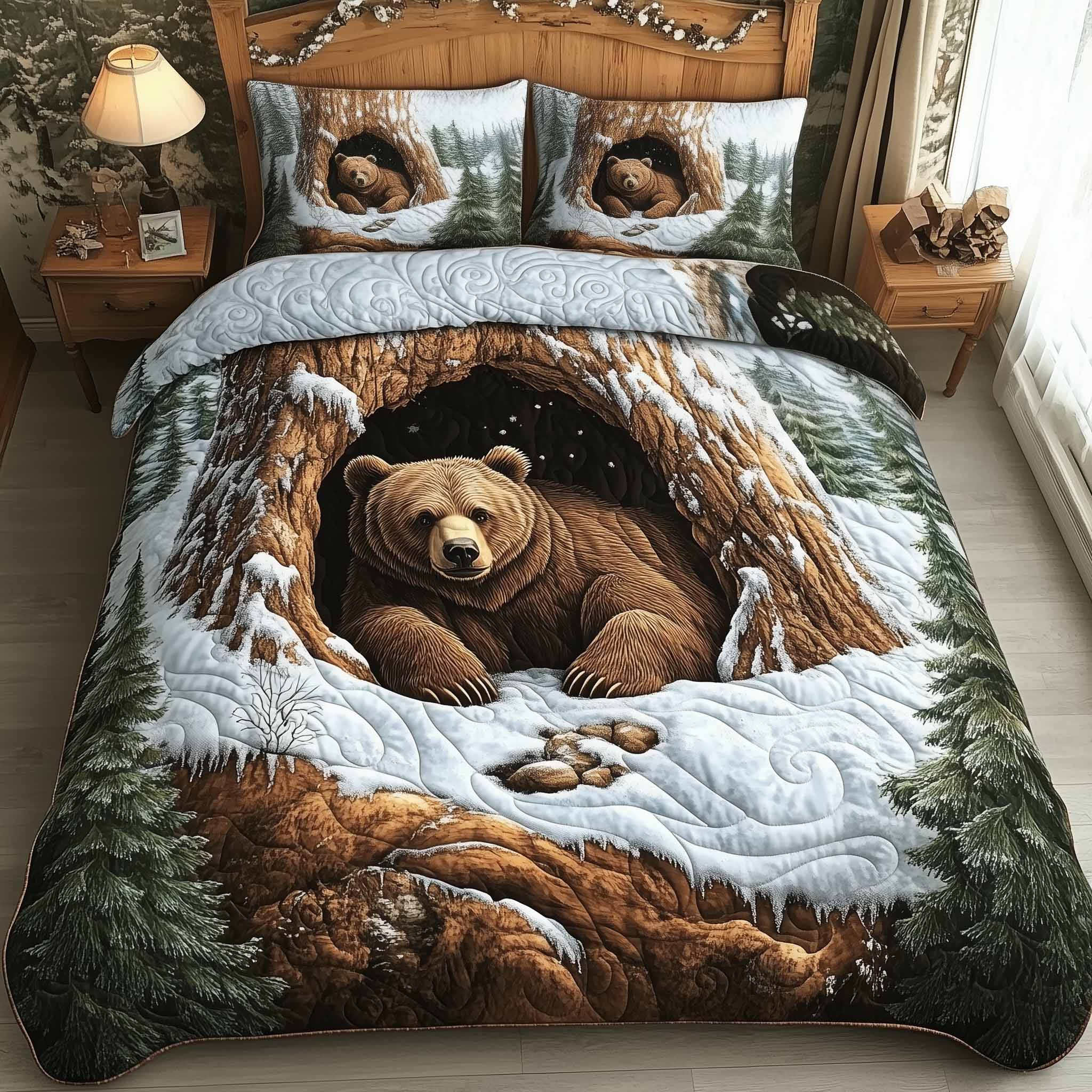 Mountain Love Quilted Bedding Set Mens Bedroom Decor Mountain Themed Gift For Nature Lovers - Tradiviet