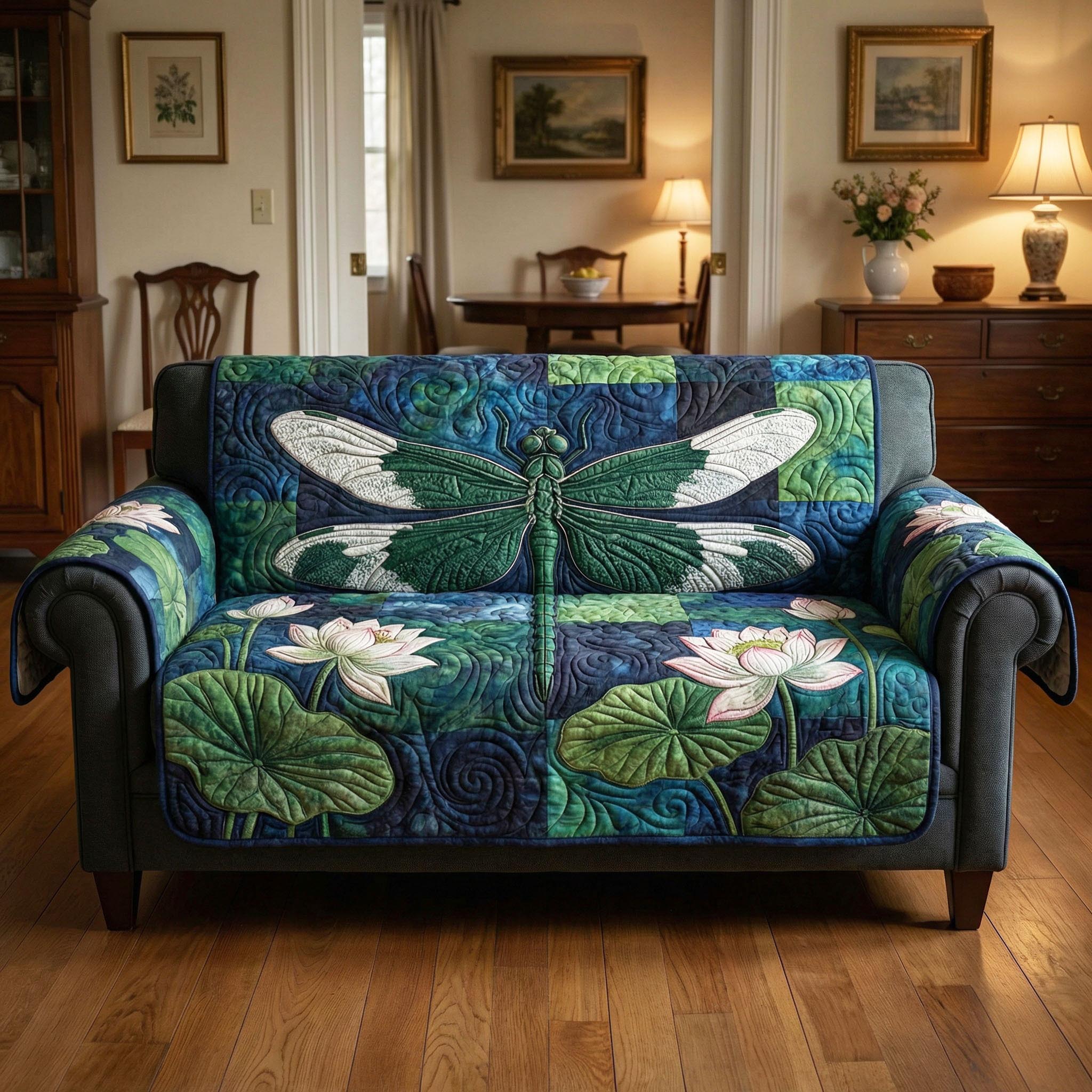 Mystic Dragonfly Quilted Sofa Cover Mystic Dragonfly Pattern Home Decor