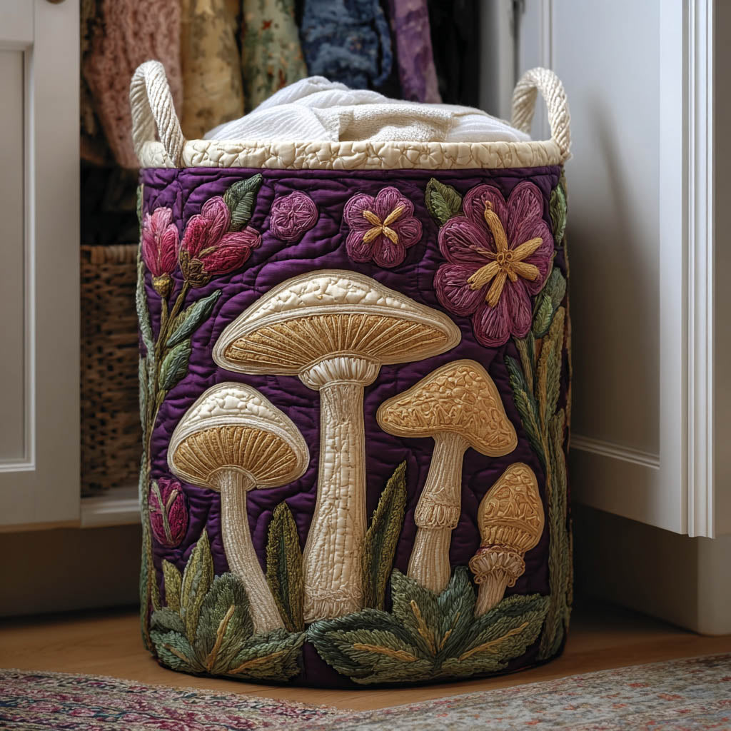 Mystic Mushroom Quilted Laundry Basket Cute Laundry Hamper Presents For Daughter - Tradiviet