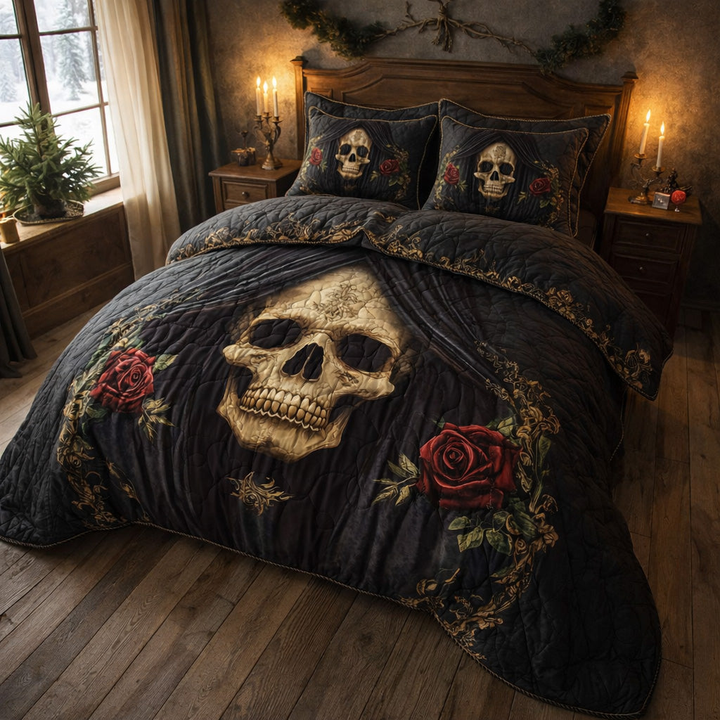 Mystique Solo Skull Quilted Bedding Set Bedroom Decorations Skull Gifts For Her - Tradiviet - Image 2