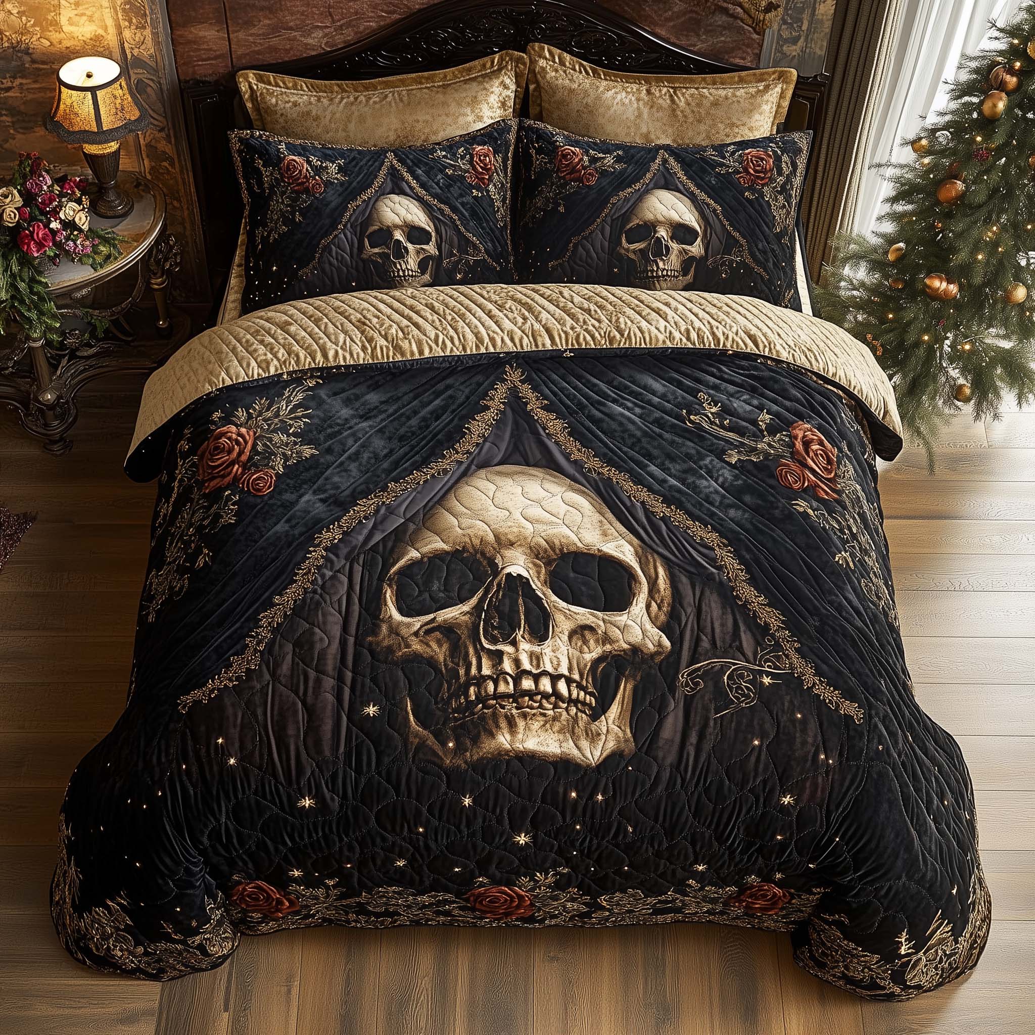 Mystique Solo Skull Quilted Bedding Set Bedroom Decorations Skull Gifts For Women - Tradiviet