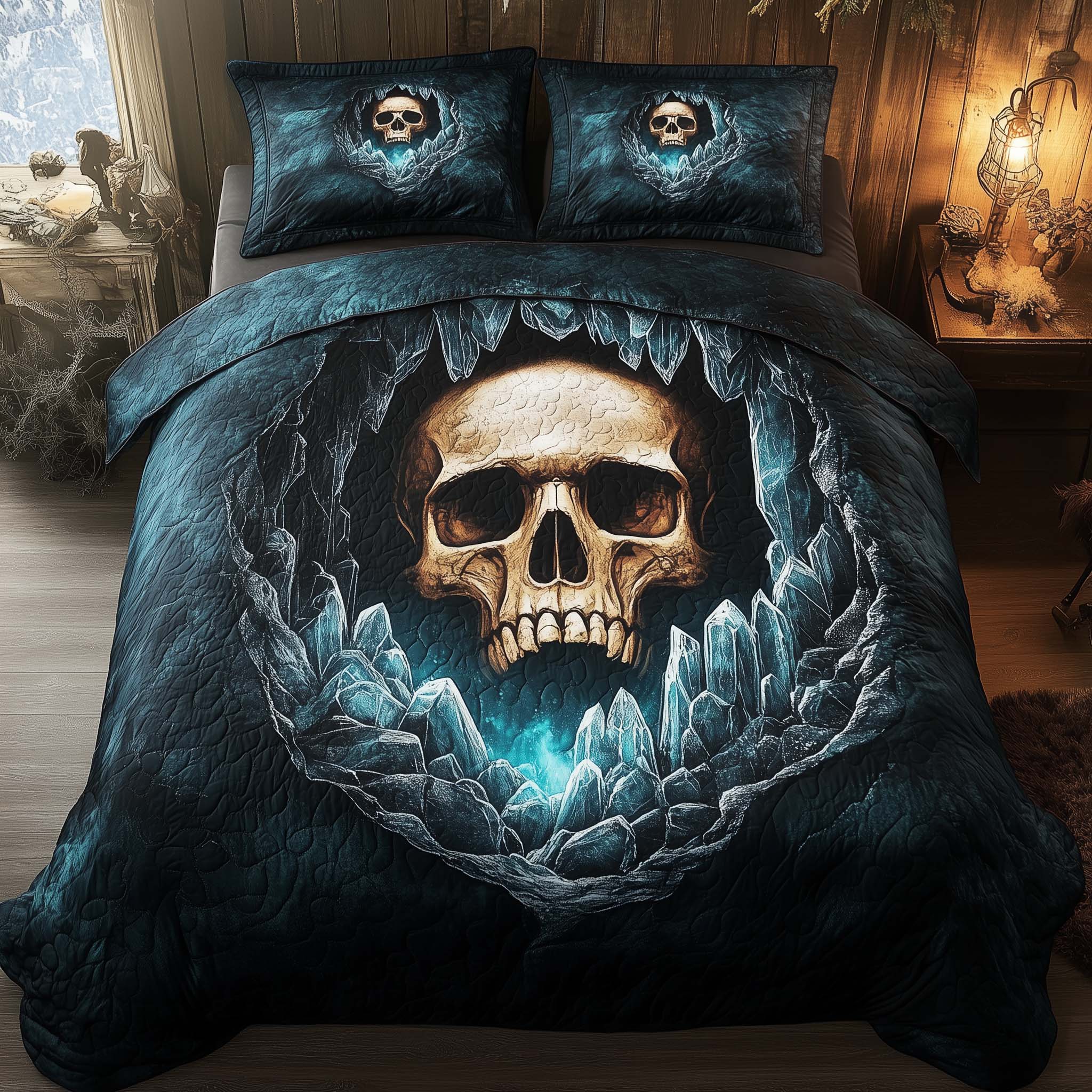 Mystique Solo Skull Quilted Bedding Set Holiday Bedroom Decor Skull Gifts For Dad - Tradiviet