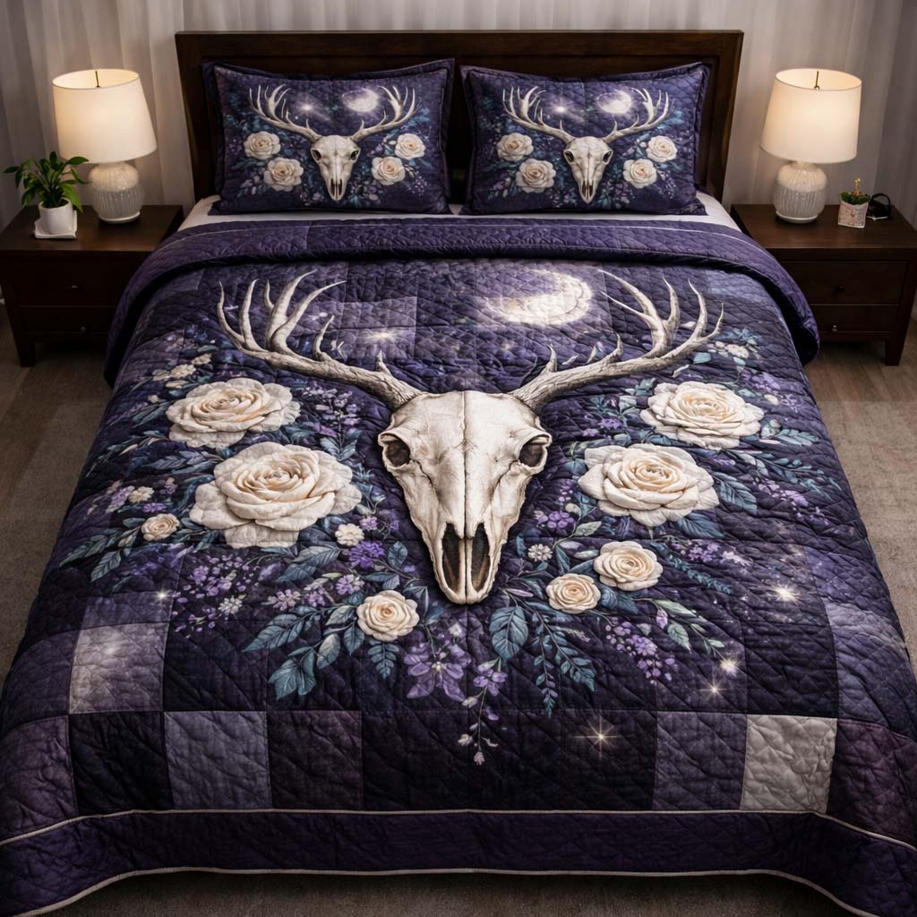Nature Antlers Quilted Bedding Set Bed Room Decoration Antlers Decorative Gift For Home - Tradiviet