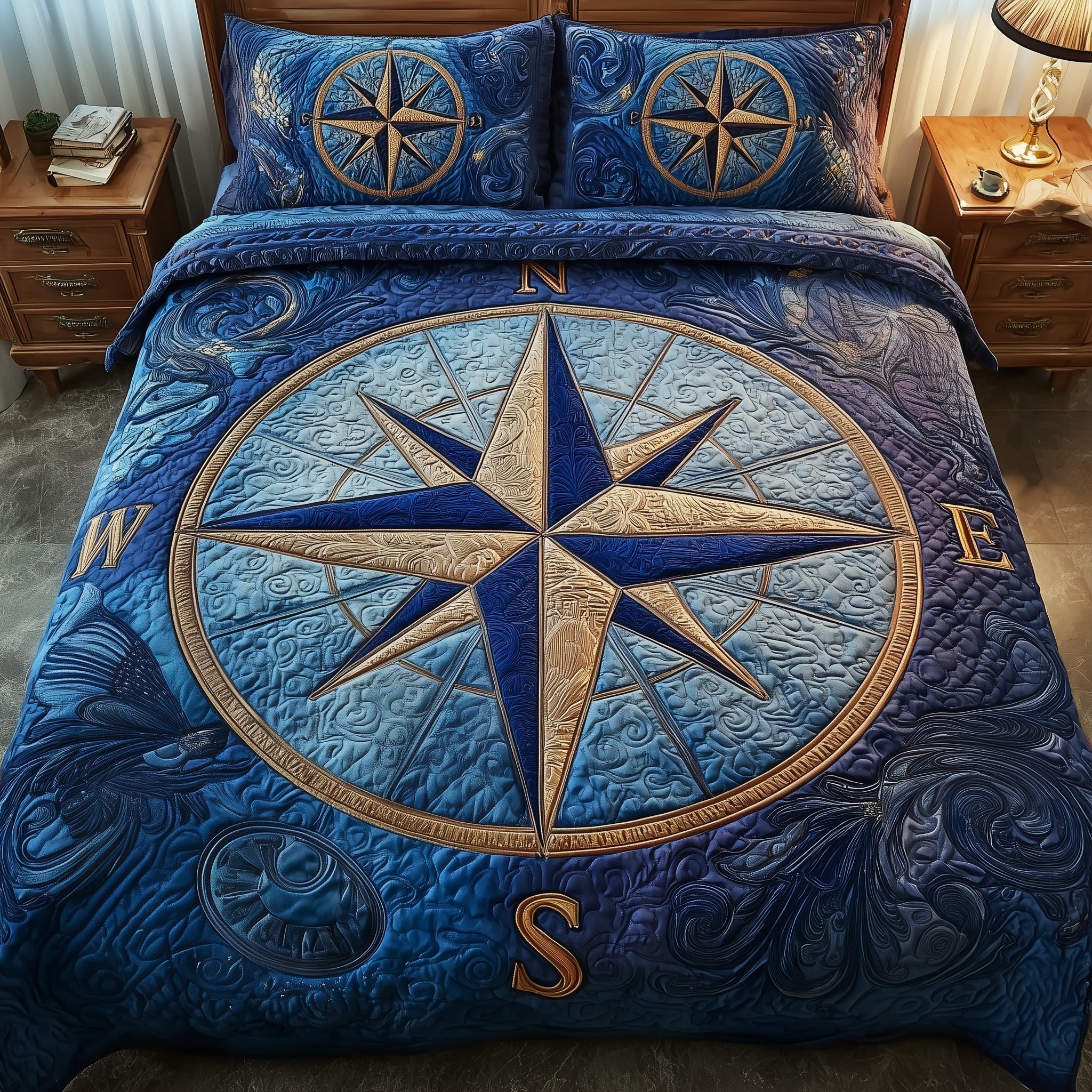 Nautical Quilted Bedding Set Holiday Home Decor Ideas Gift For Coastal Living - Tradiviet