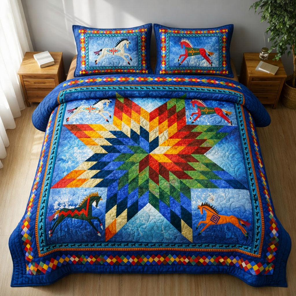 Navetive Horse Quilted Bedding Set Holiday Decorations Gifts For Young Horse Riders - Tradiviet