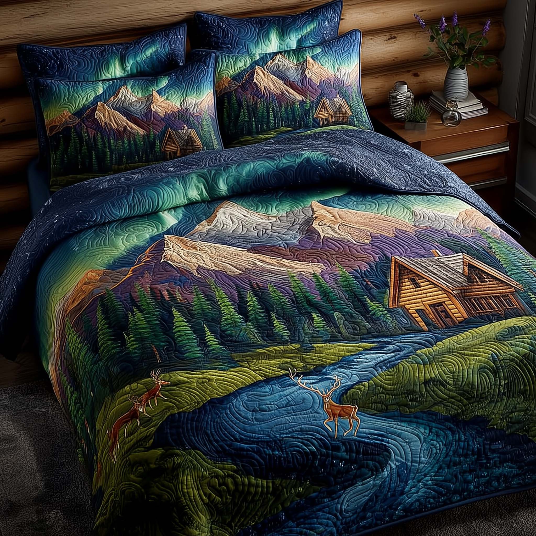 Northern Calm Quilted Bedding Set Bed Room Decoration Gift For Tranquil Souls - Tradiviet