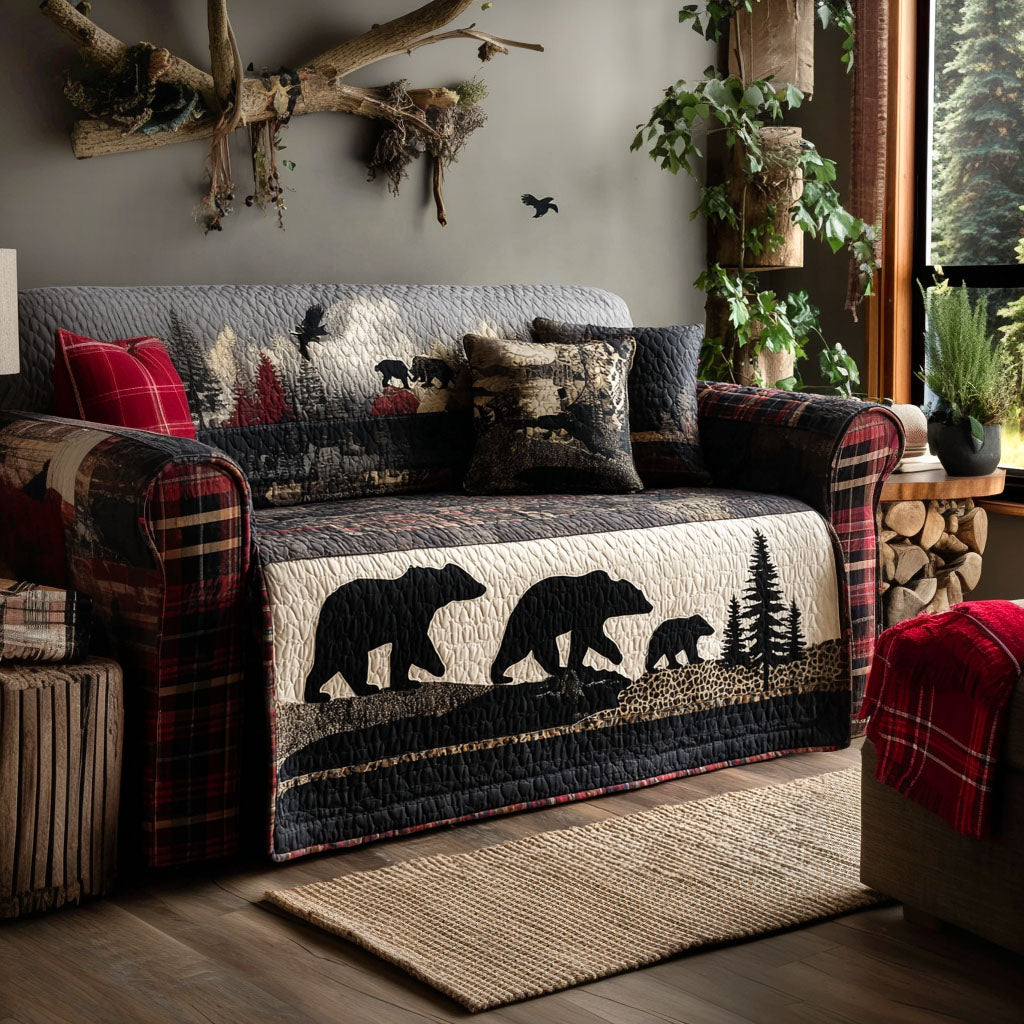 Northern Trail Wildlife Quilted Sofa Cover Rustic Cabin Sofa Throw