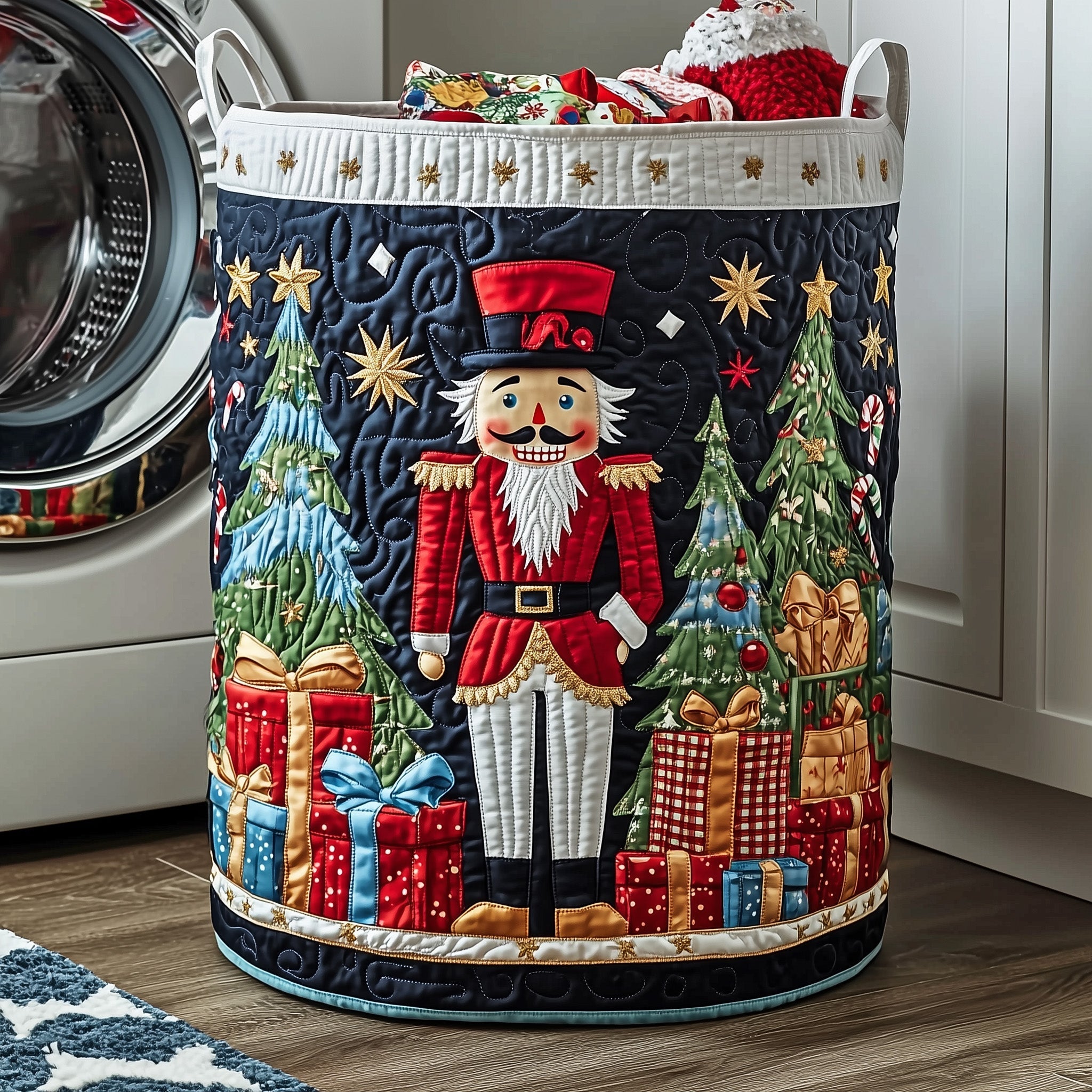 Nutcracker Guard Quilted Laundry Basket Washroom Decor Baskets Happy Mother's Day - Tradiviet