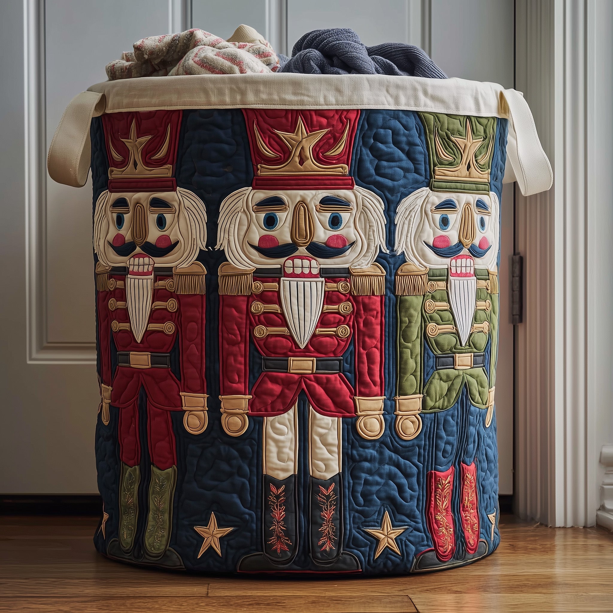 Nutcracker Soldier Quilted Laundry Basket Best Laundry Hamper Mother's Day Gifts - Tradiviet