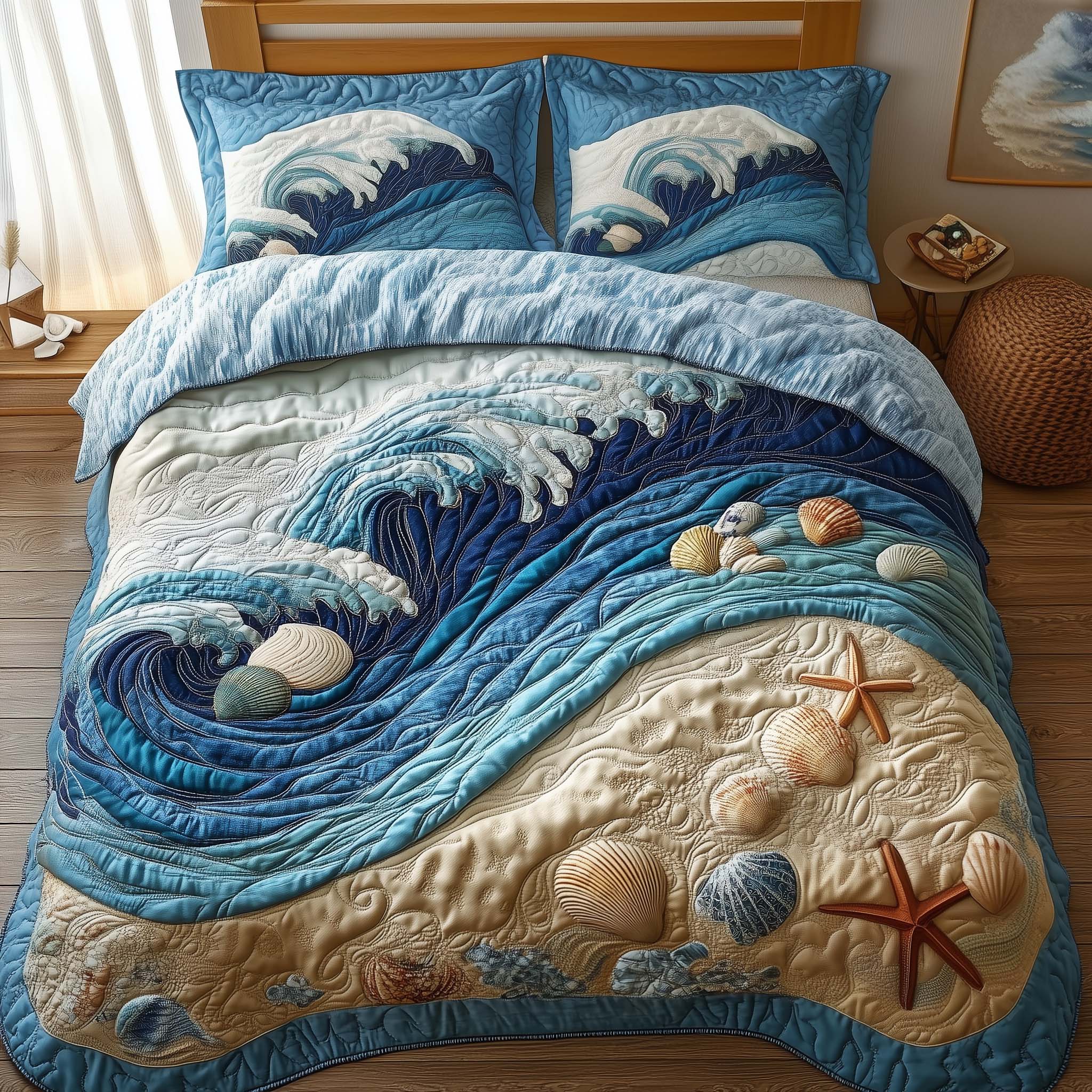 Ocean Breeze Quilted Bedding Set Bed Room Decoration Ocean Breeze Birthday Gift Set - Tradiviet