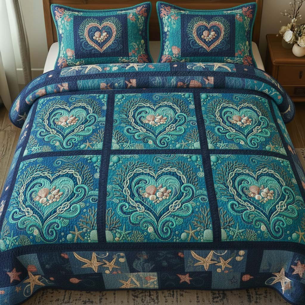Ocean Breeze Quilted Bedding Set Holiday Decorations Personalized Ocean Breeze Gift - Tradiviet