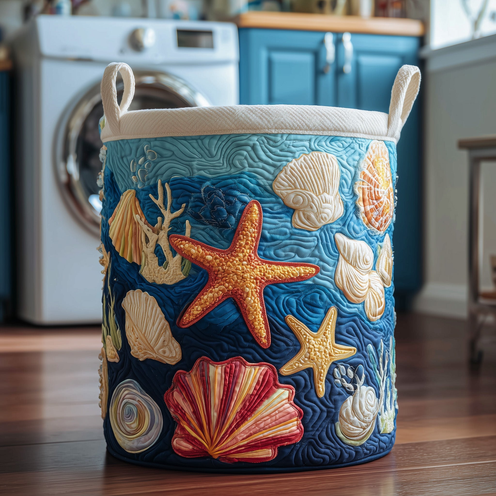 Ocean Breeze Quilted Laundry Basket Funny Baskets Gift Ideas For Dad - Tradiviet