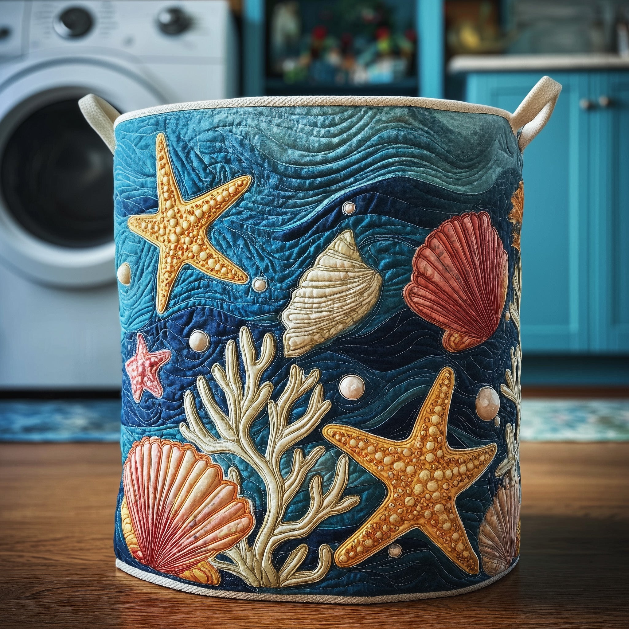Ocean Breeze Quilted Laundry Basket Holiday Room Decor Best Father's Day Gifts - Tradiviet