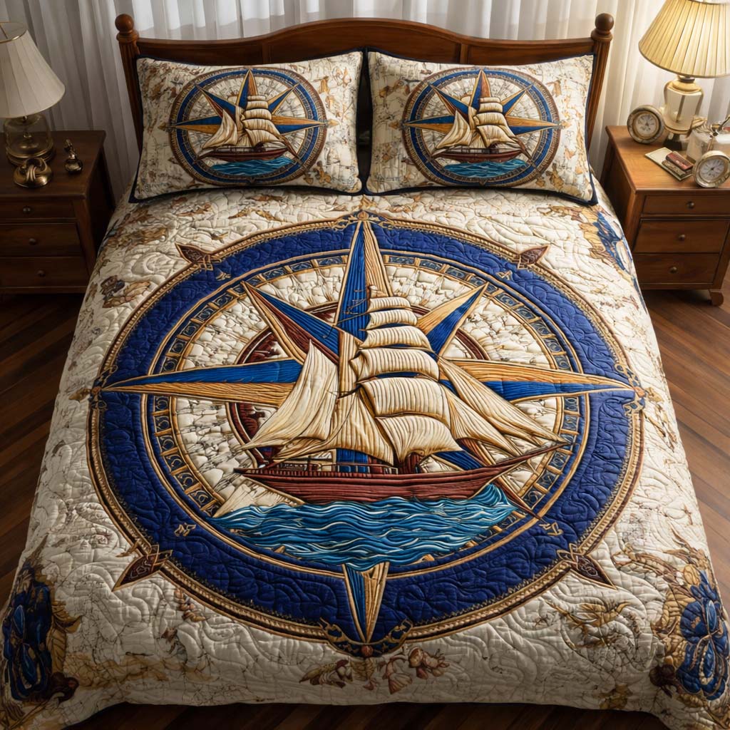 Ocean Crown Quilted Bedding Set Holiday House Decorations Gift Ideas For Mom - Tradiviet